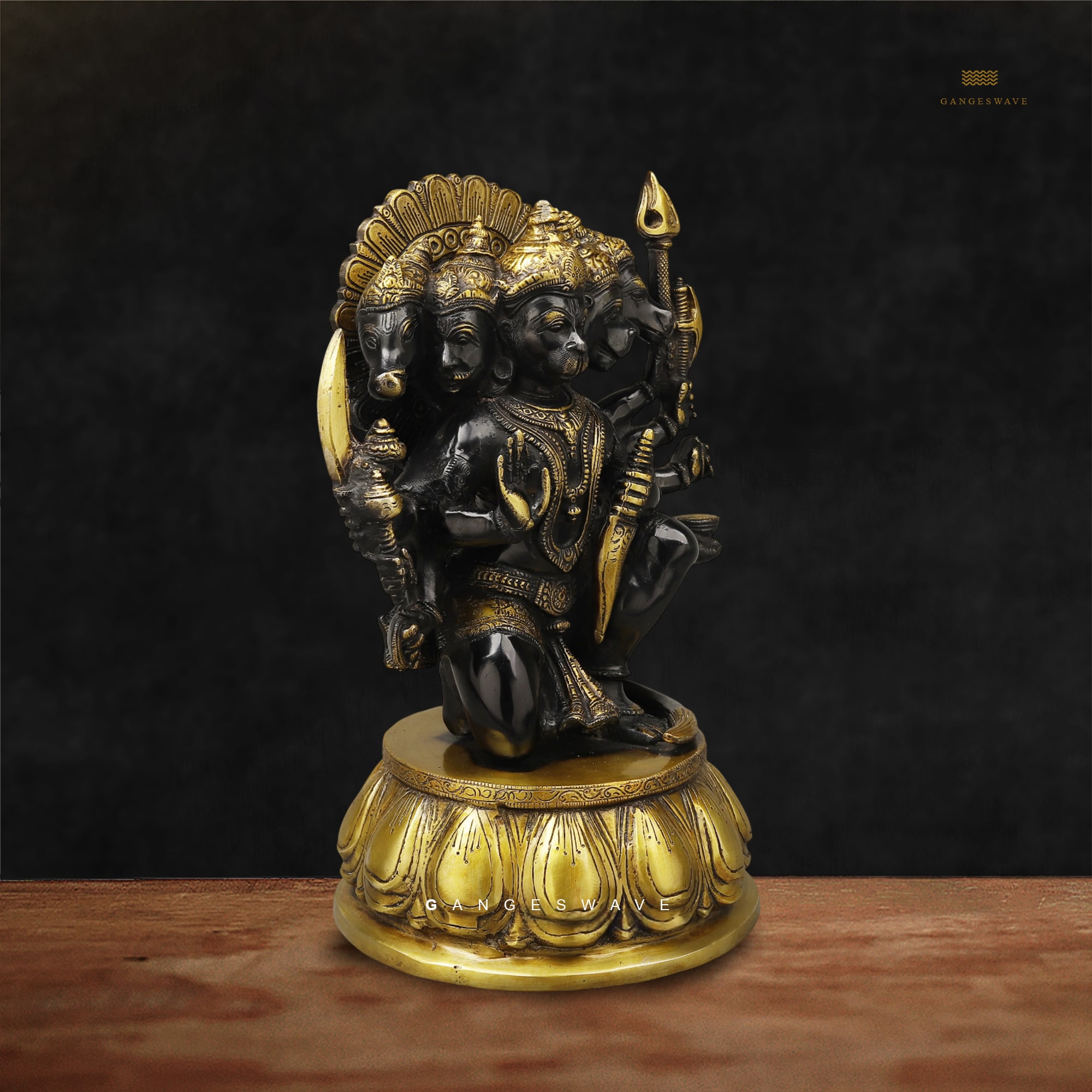 13 inches Brass Black Panchmukhi Hanuman - Buy exclusive brass