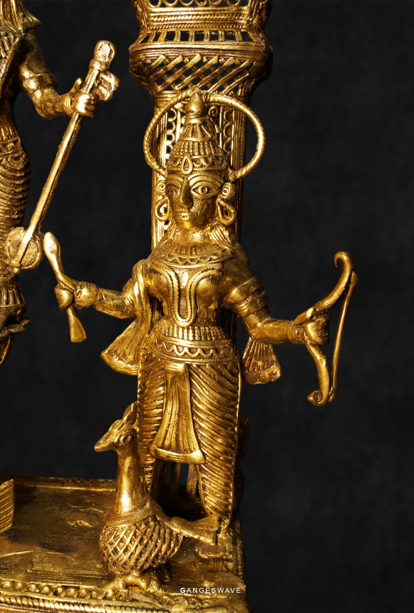 Handcrafted Dhokra Ma Durga Brass Idol - 23 inches - Image 16