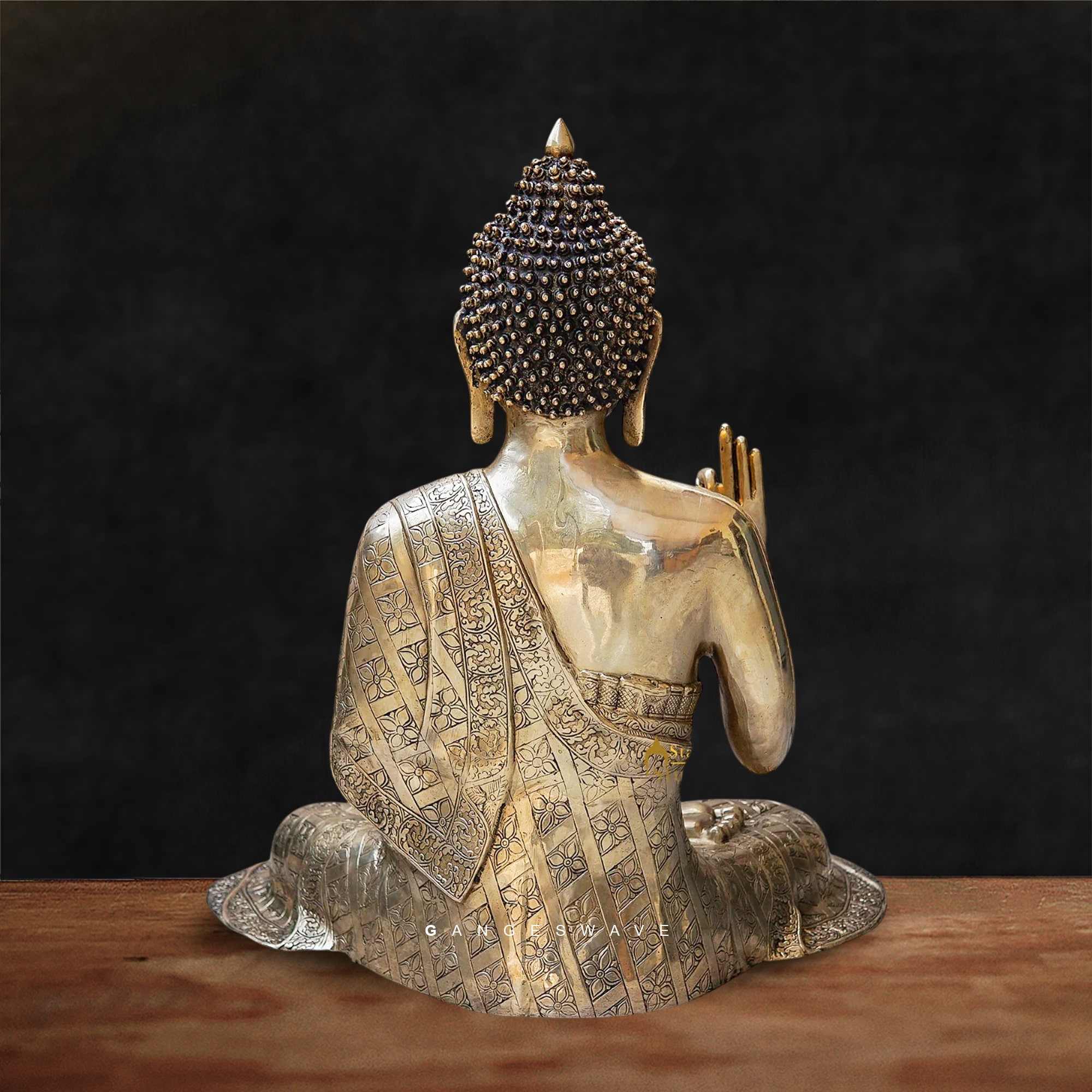 Handcrafted Brass Buddha Statue in Bhumisparsha Mudra - 30 inches - Image 4
