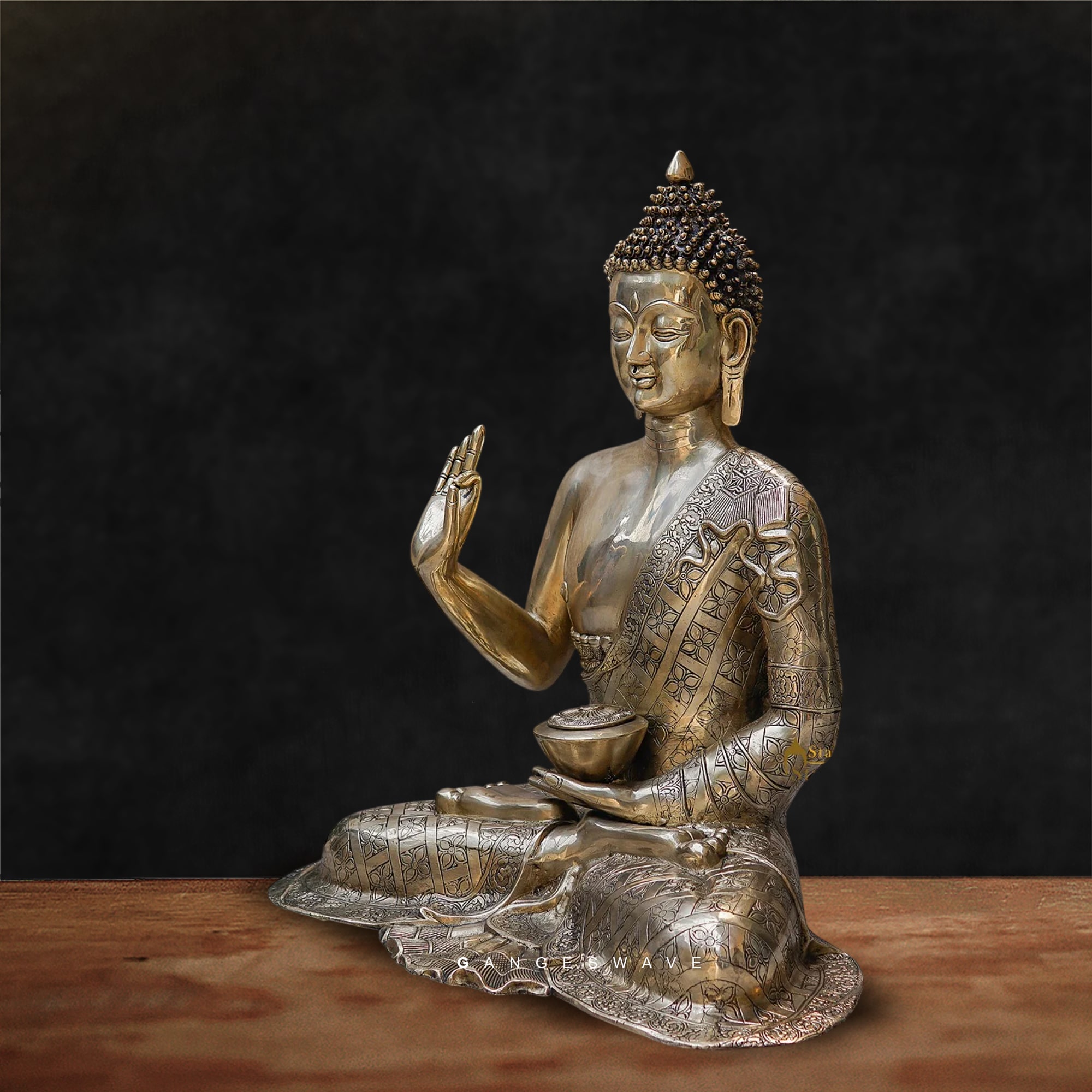 Handcrafted Brass Buddha Statue in Bhumisparsha Mudra - 30 inches - Image 3