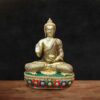 Buddha Brass Statue with Stone Inlay Work