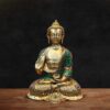 Brass Buddha in multi-colour stone Inlay - 16 inches