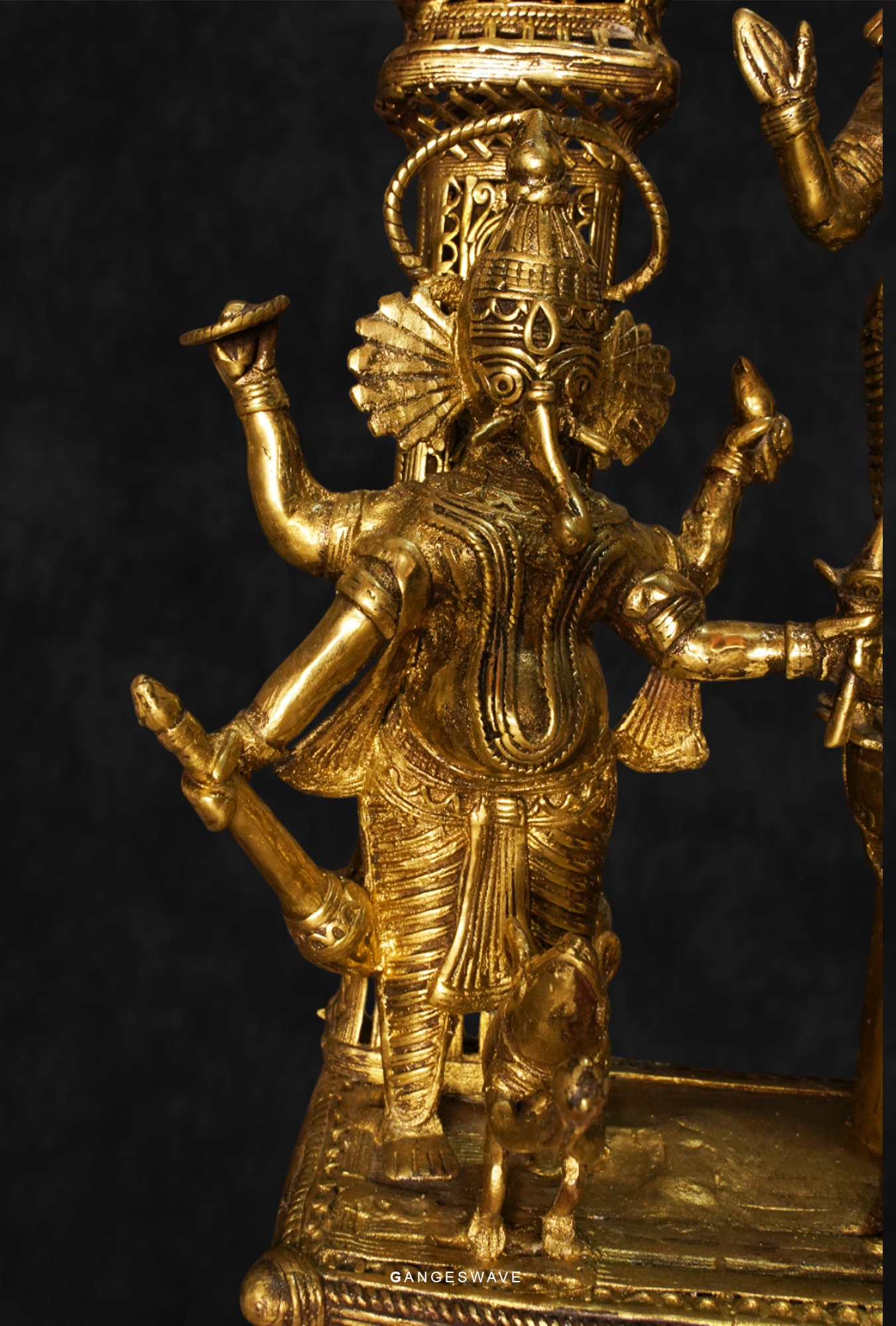 Handcrafted Dhokra Ma Durga Brass Idol - 23 inches - Image 13
