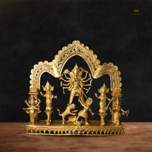 Mahishashur Mardini Artistic Brass Dokhra Showpiece - 13 inches (Copy)