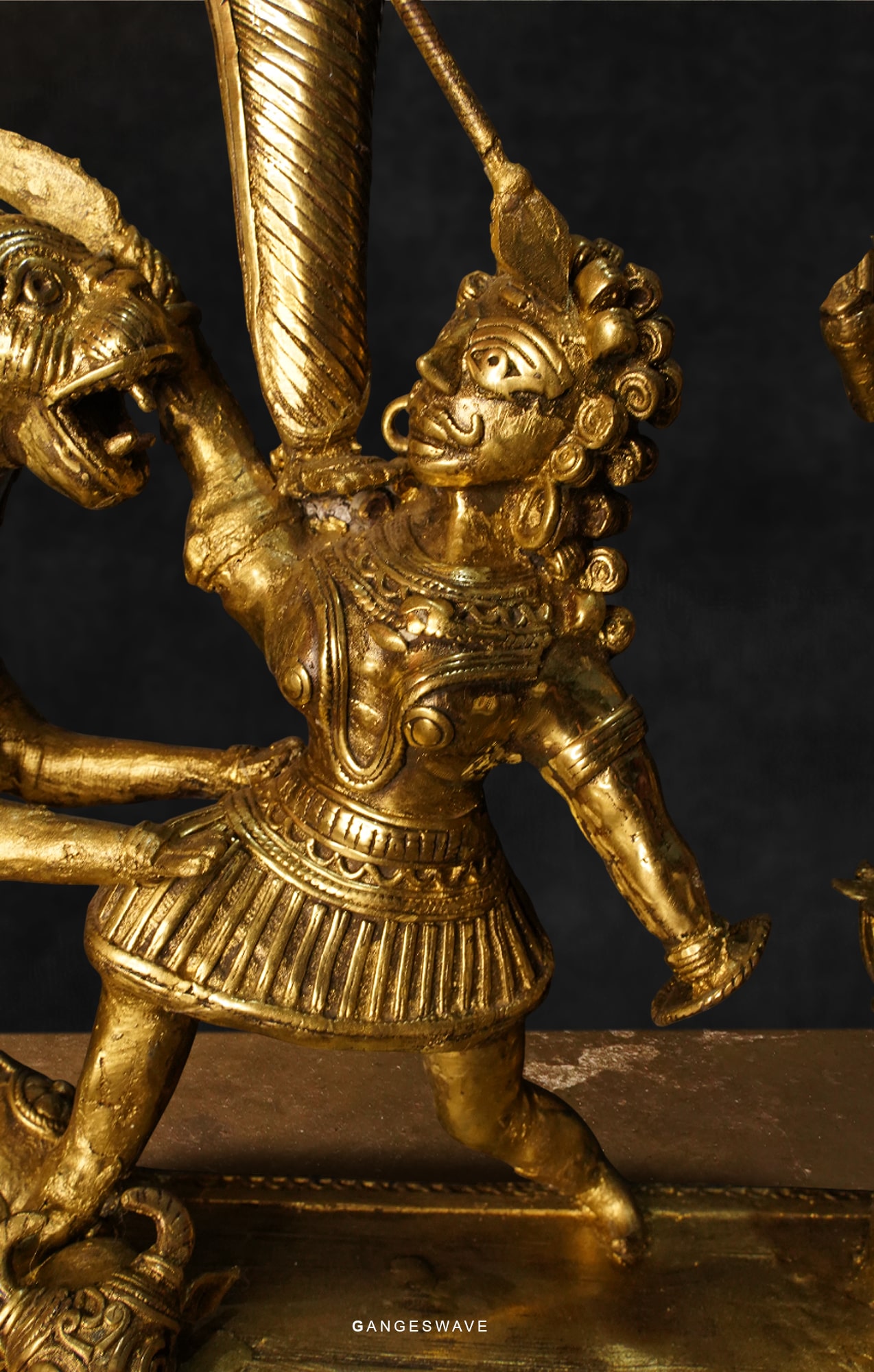 Handcrafted Dhokra Ma Durga Brass Idol - 23 inches - Image 12