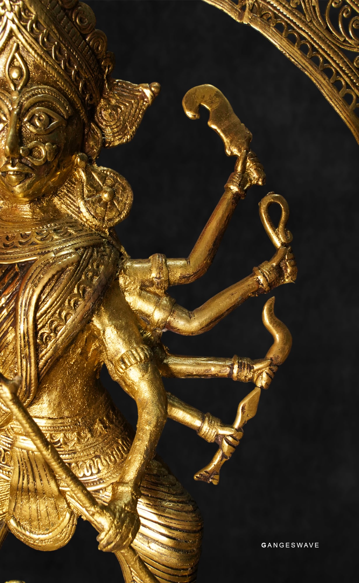 Handcrafted Dhokra Ma Durga Brass Idol - 23 inches - Image 10