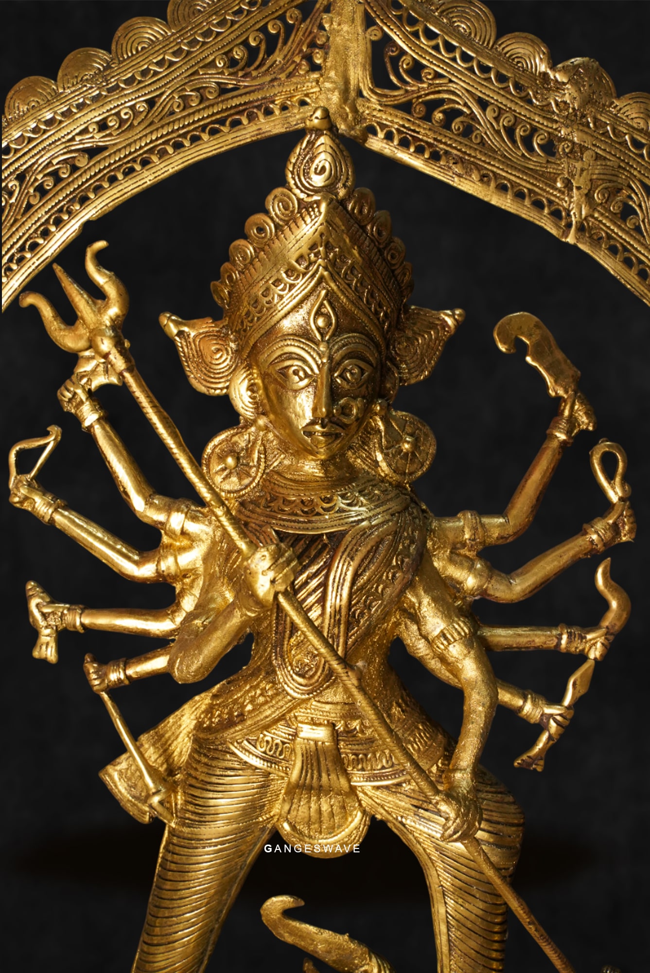 Handcrafted Dhokra Ma Durga Brass Idol - 23 inches - Image 11