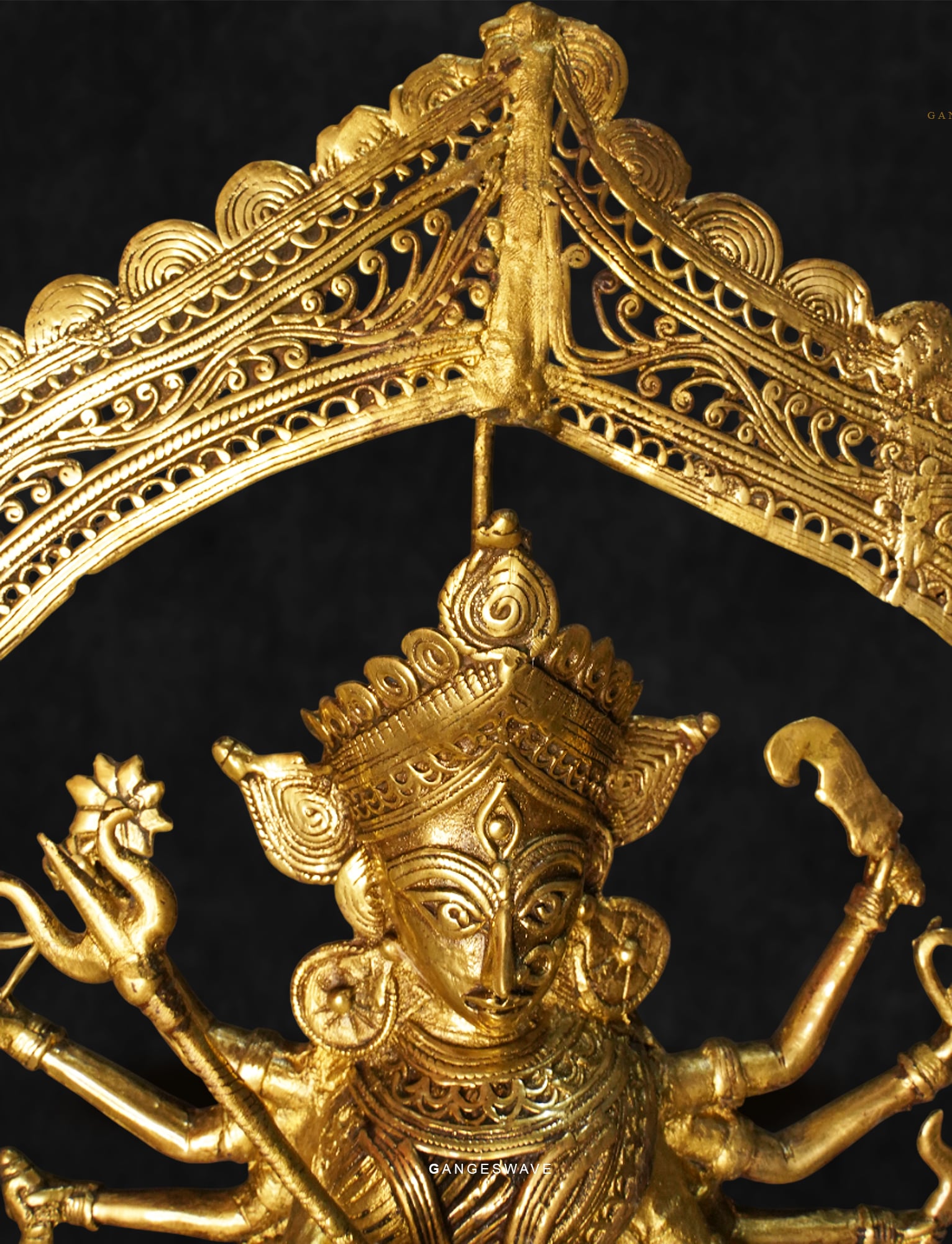 Handcrafted Dhokra Ma Durga Brass Idol - 23 inches - Image 9