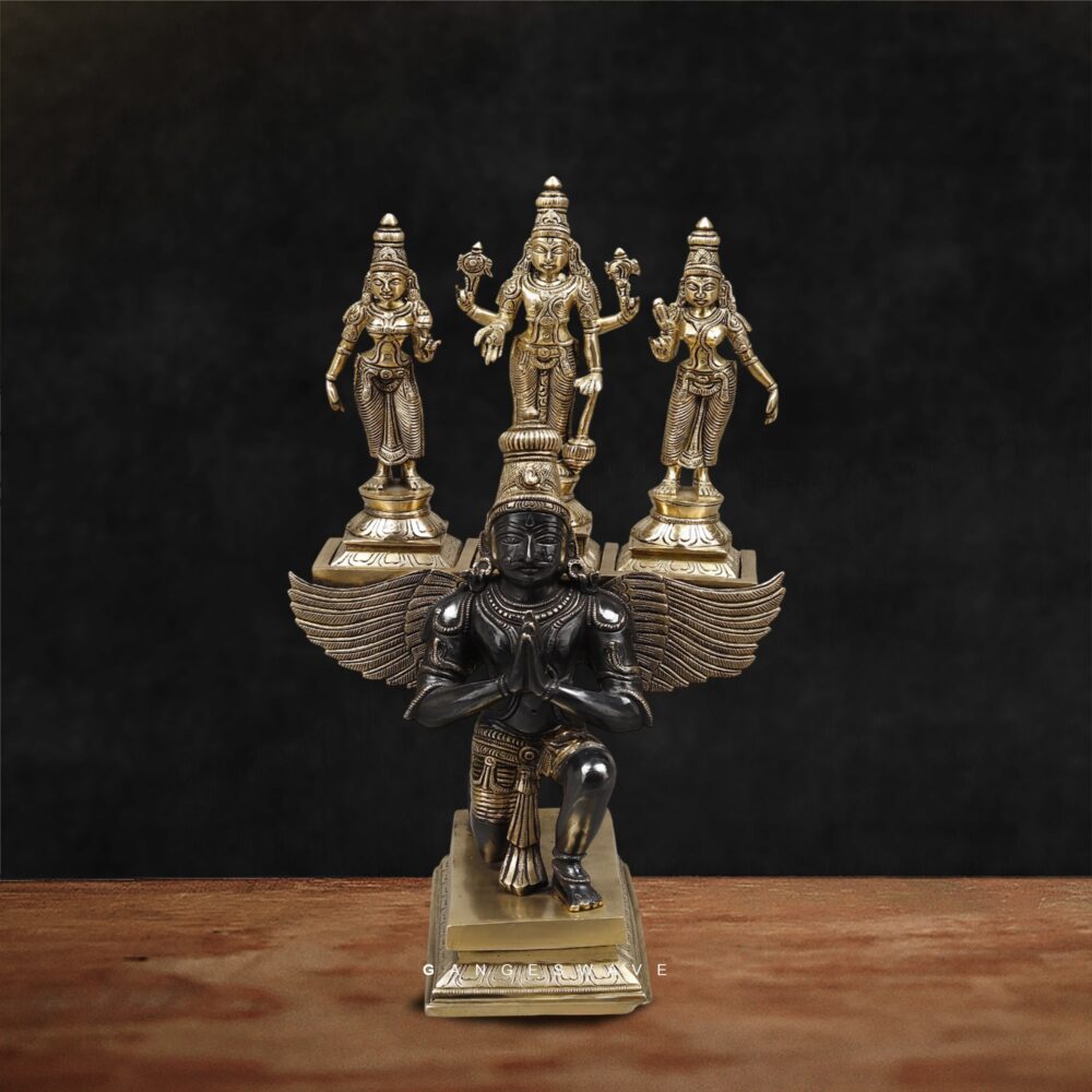 Vishnu Parivar on Garuda Brass Statue
