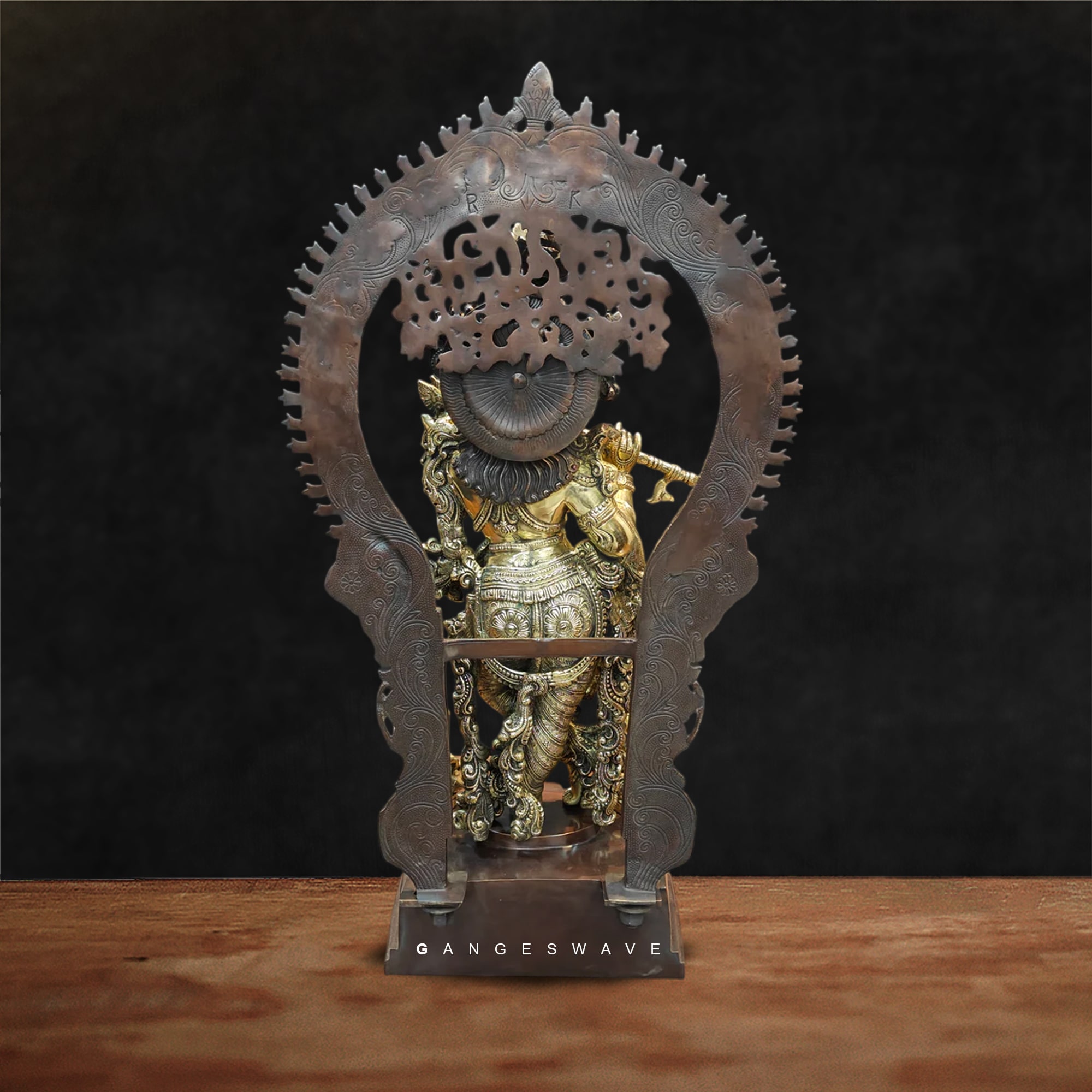 3 Feet Krishna Brass Statue with Prabhavali - Image 4