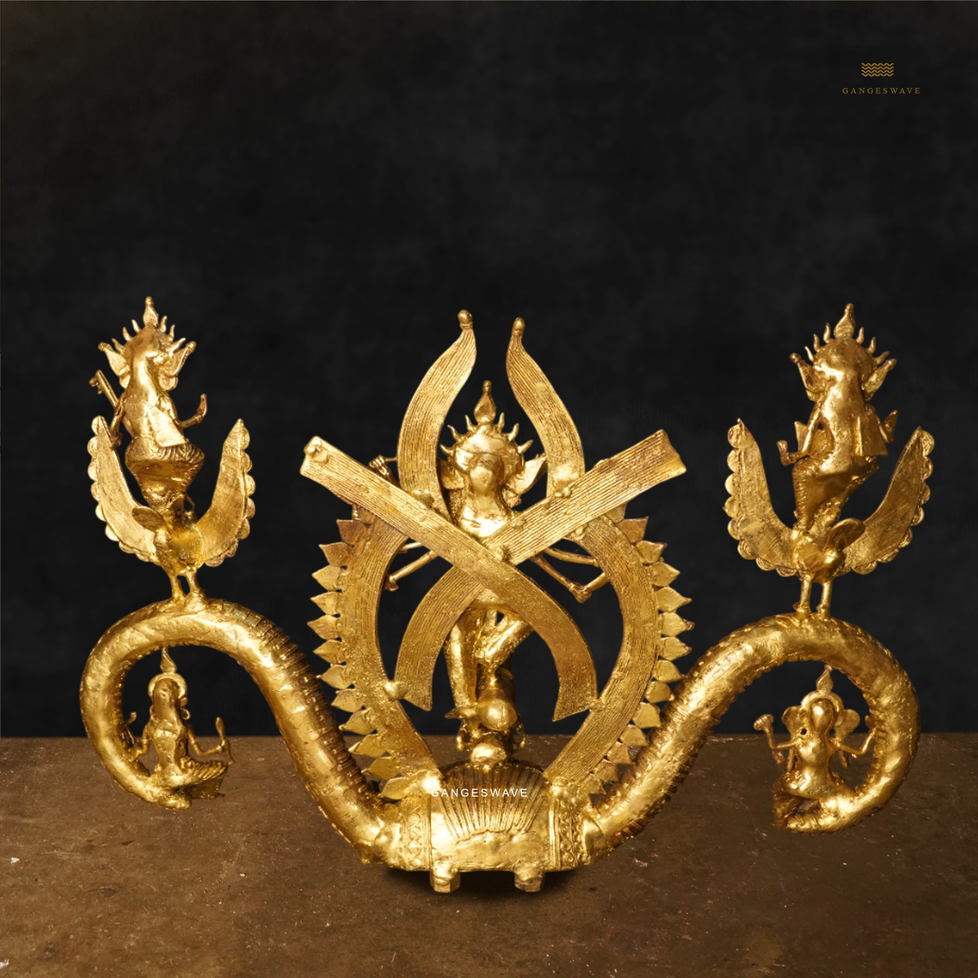 MaDurga Artisanal Brass Dokhra Statue - 18 inches - Image 5