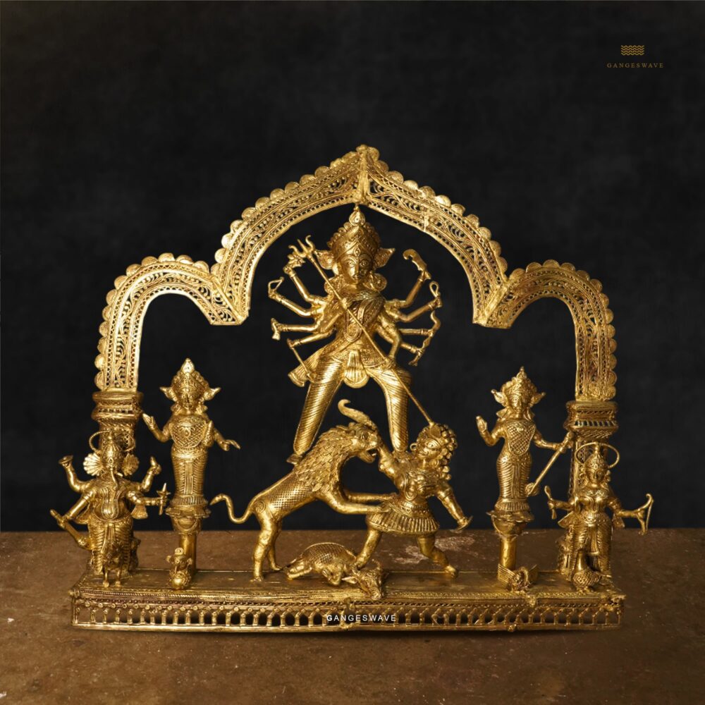 Handcrafted Dhokra Ma Durga Brass Idol