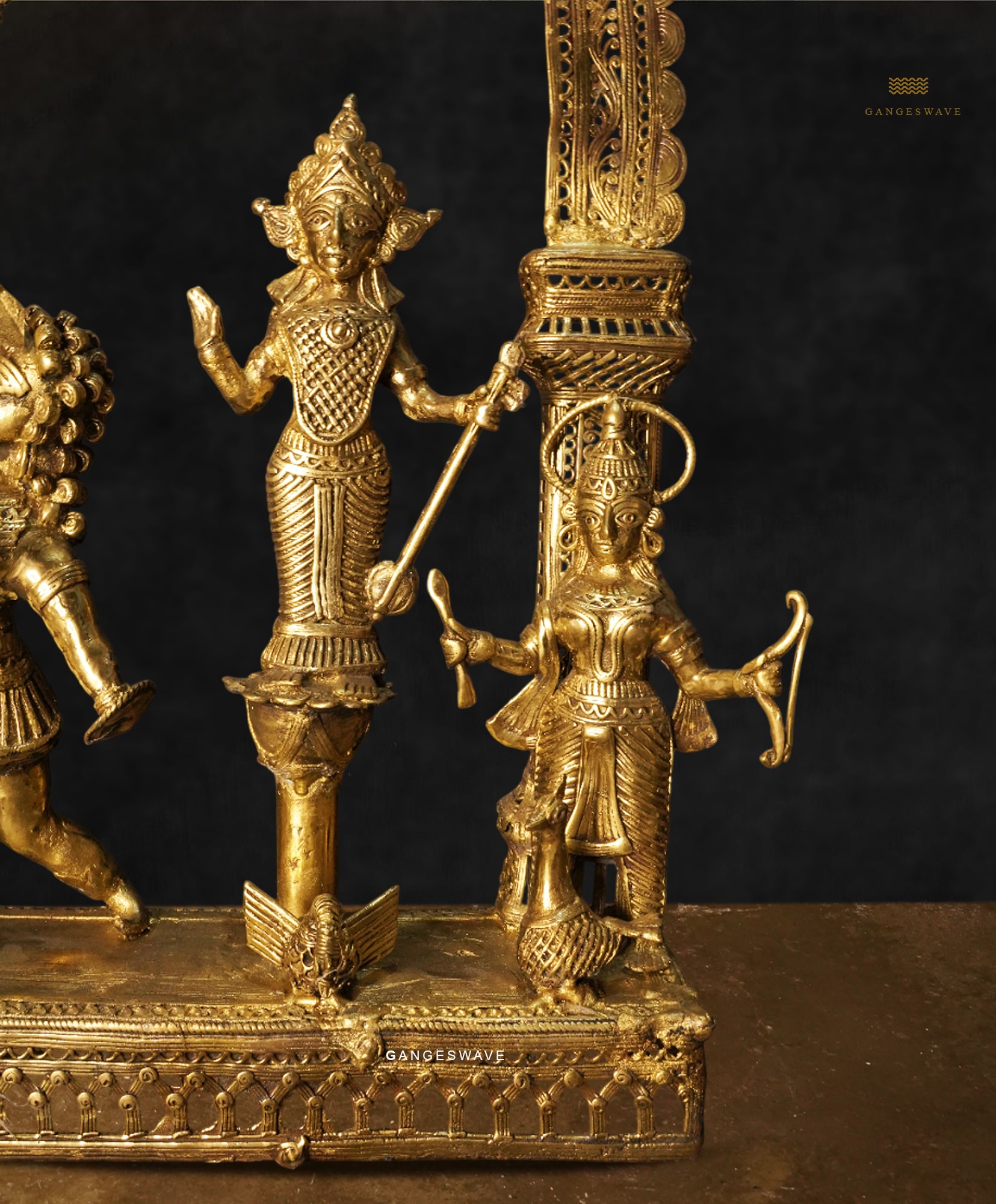 Handcrafted Dhokra Ma Durga Brass Idol - 23 inches - Image 2