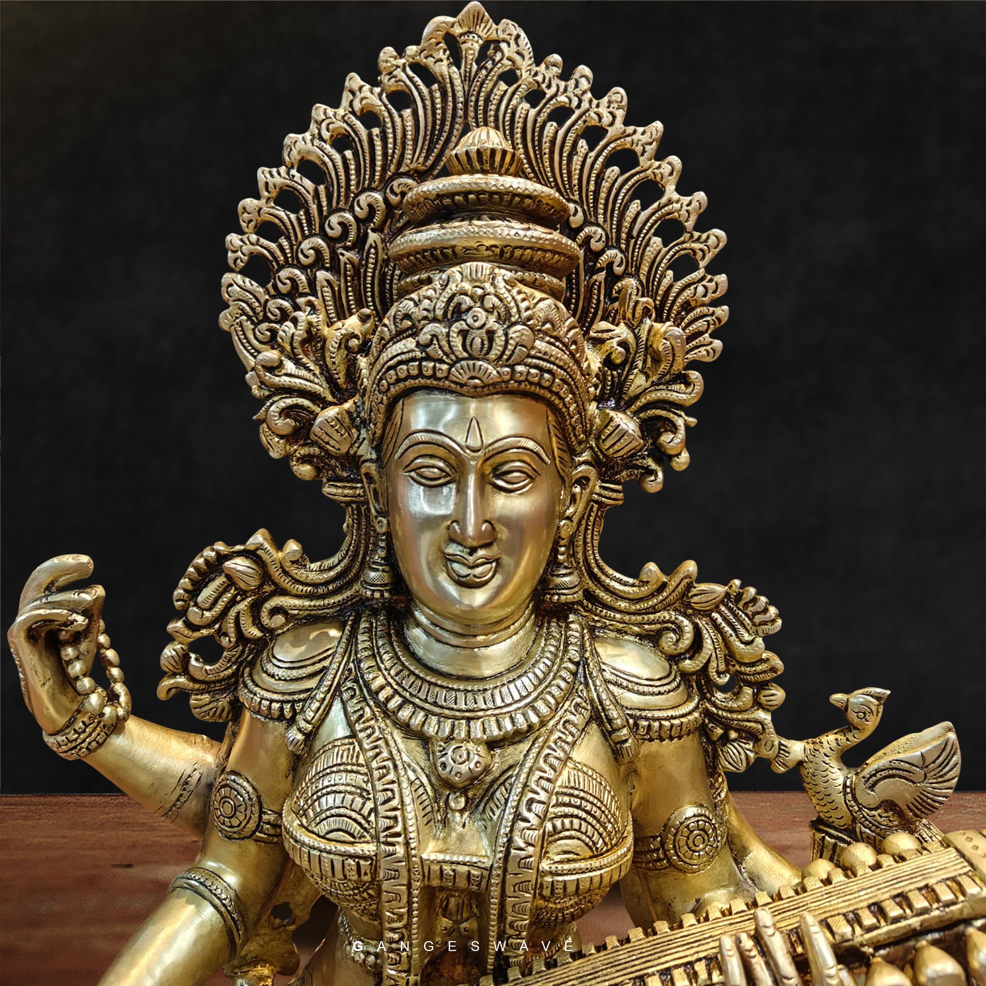 MaSaraswati Brass Murti Chola Sculpted - 24 inches - Image 5