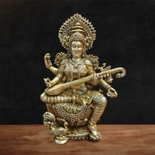 MaSaraswati Brass Murti Chola Sculpted - 24 inches