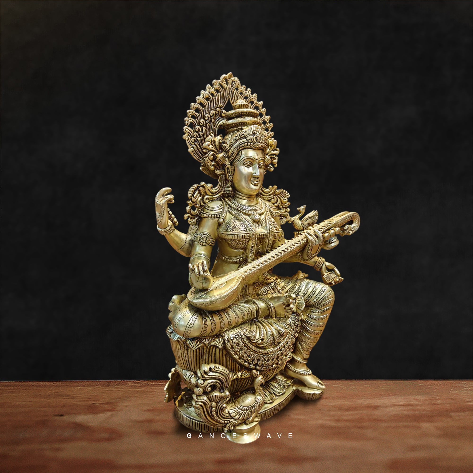 MaSaraswati Brass Murti Chola Sculpted - 24 inches - Image 4