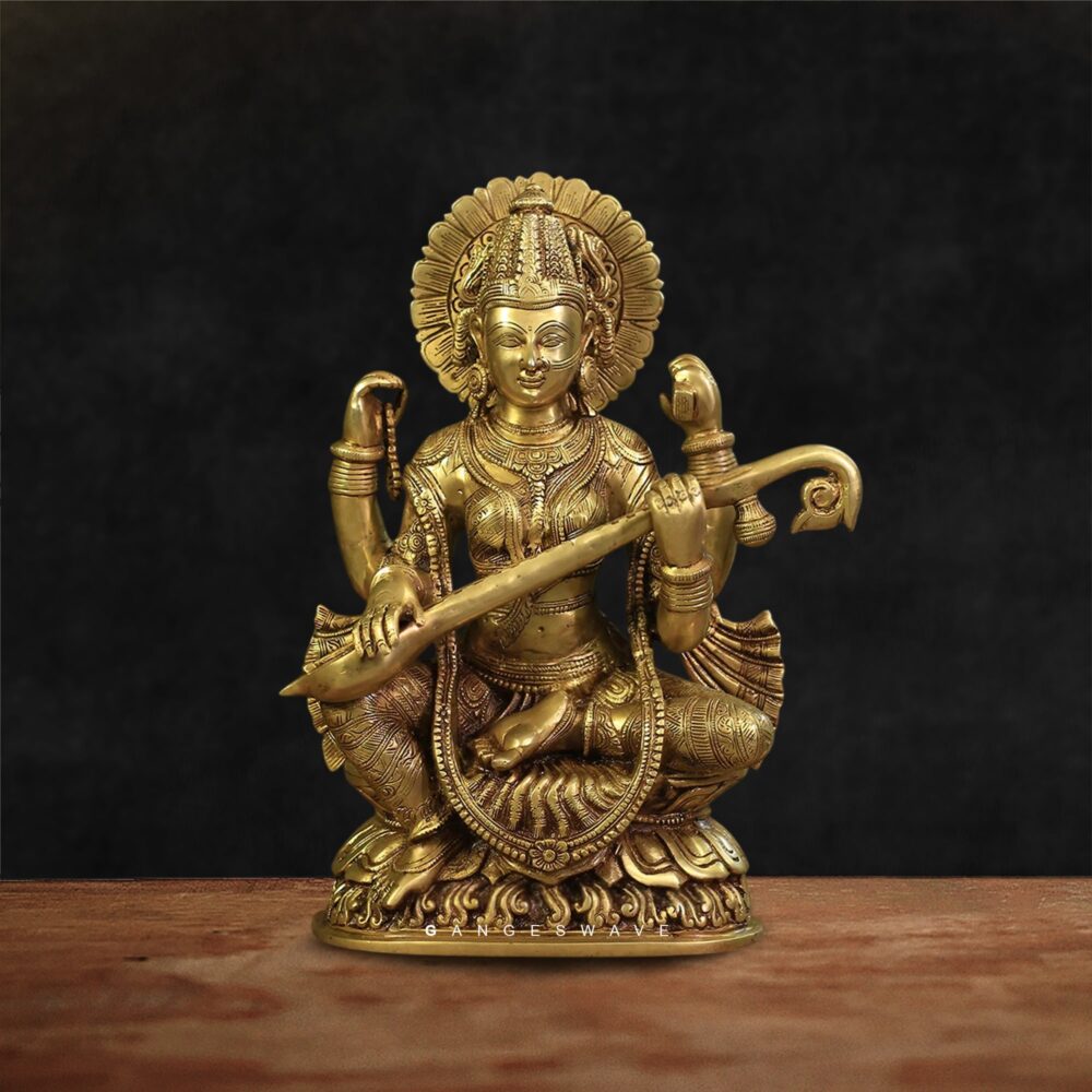 MaSaraswati Superfine Brass Statue - 16 inches