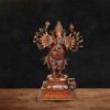 Vira Ganapati Multi-Armed Brass Ganesha Idol in Antique Red Finish