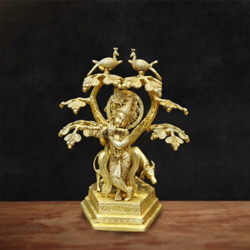 Krishna Under Tree Statue with Cow