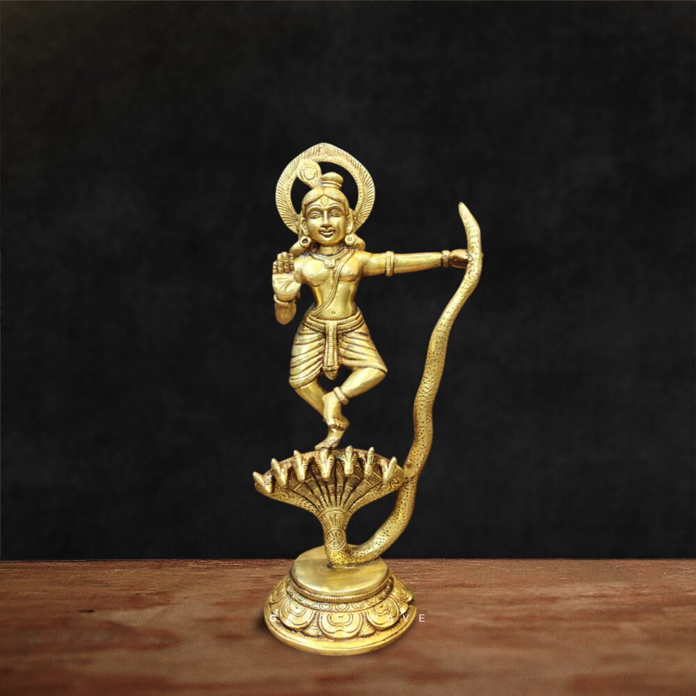 Brass Krishna Kaliya Mardan Statue