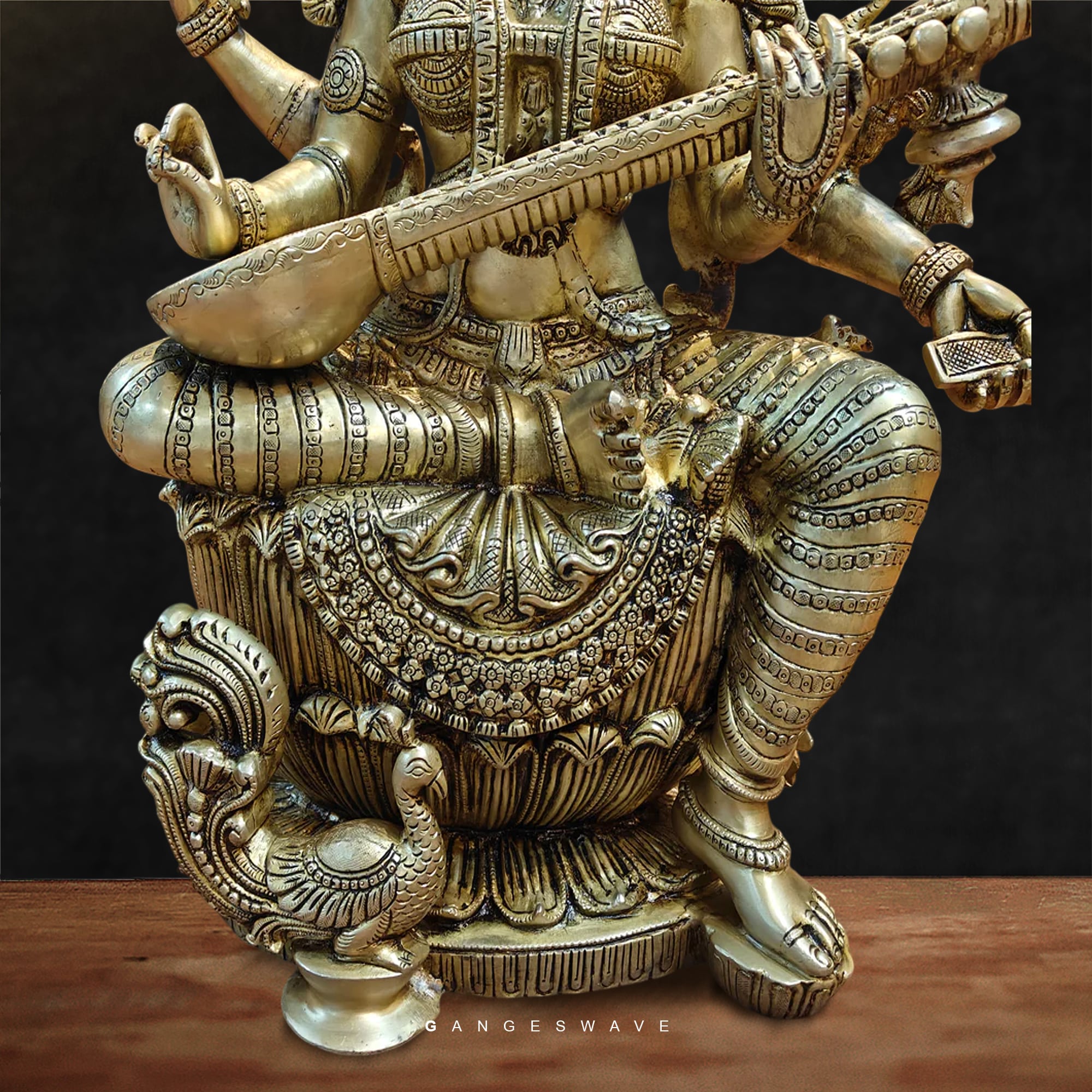 MaSaraswati Brass Murti Chola Sculpted - 24 inches - Image 2