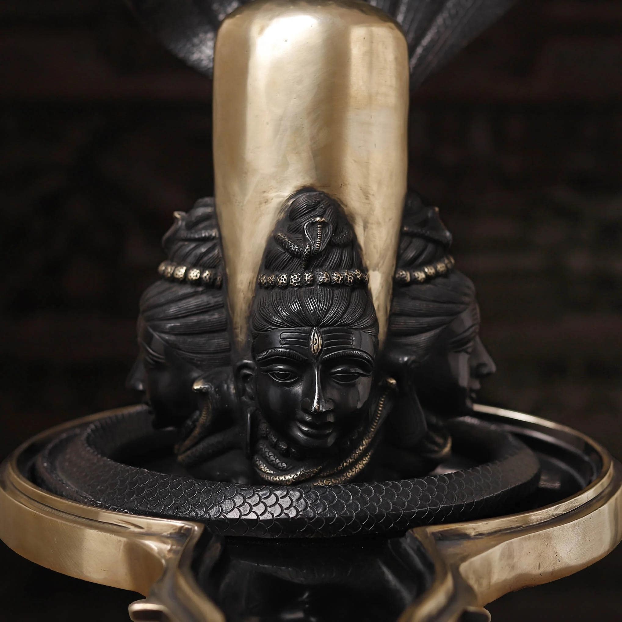Shiv Lingam Black and Gold Patina Superfine Brass Murti - 26 inches - Image 10