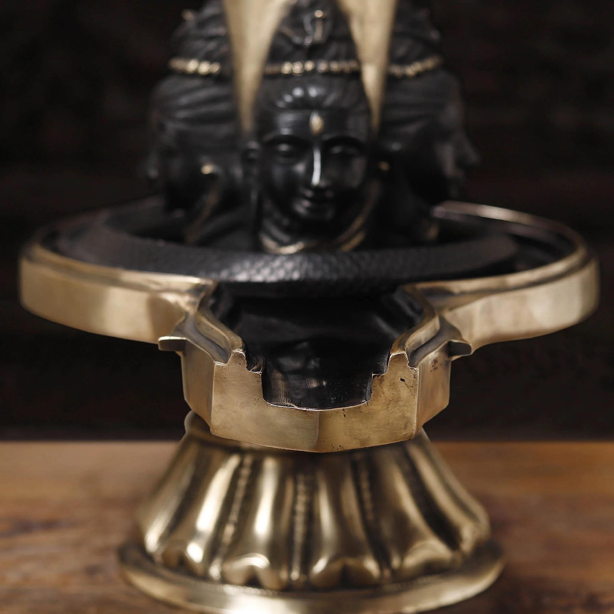Shiv Lingam Black and Gold Patina Superfine Brass Murti - 26 inches - Image 9