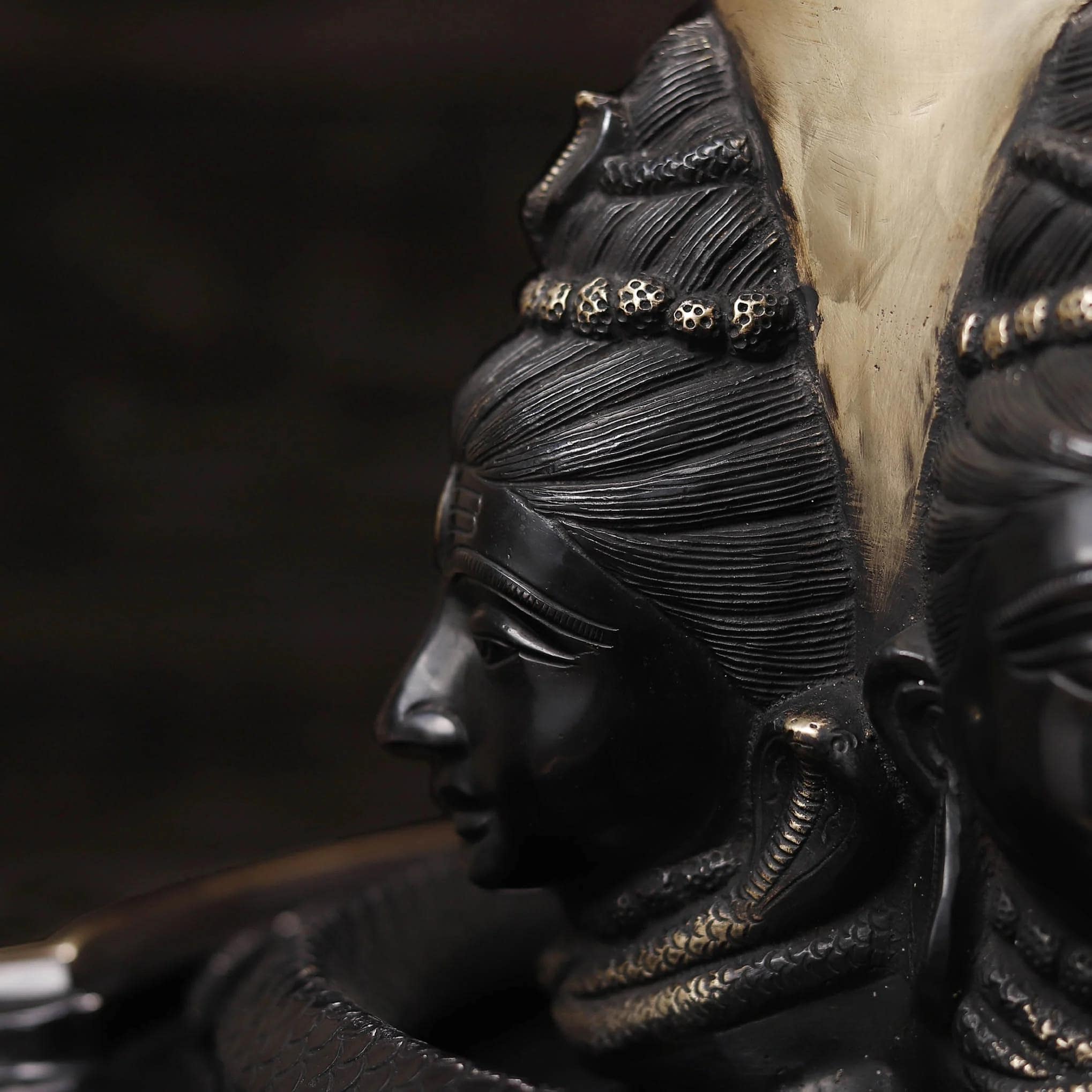 Shiv Lingam Black and Gold Patina Superfine Brass Murti - 26 inches - Image 7