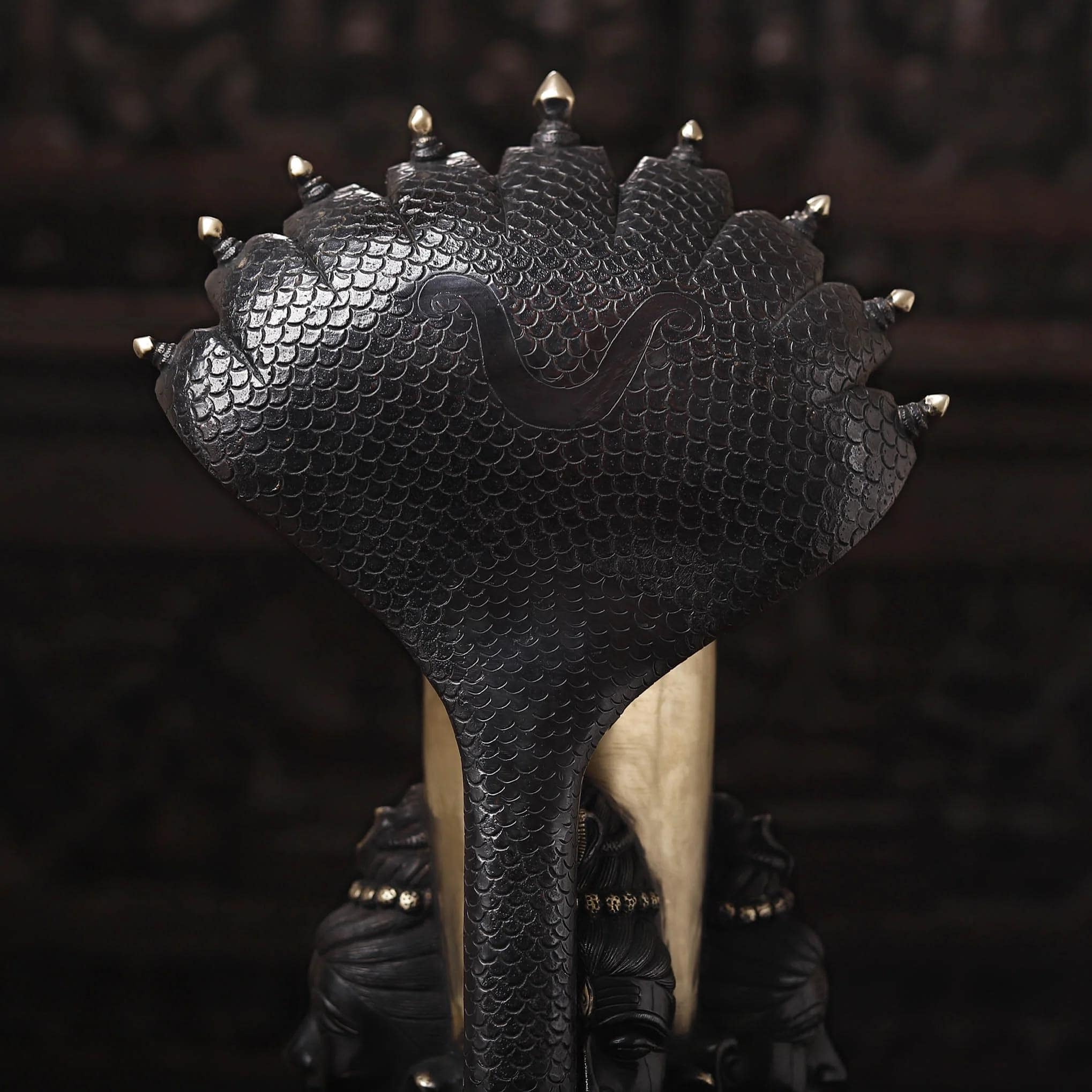 Shiv Lingam Black and Gold Patina Superfine Brass Murti - 26 inches - Image 4