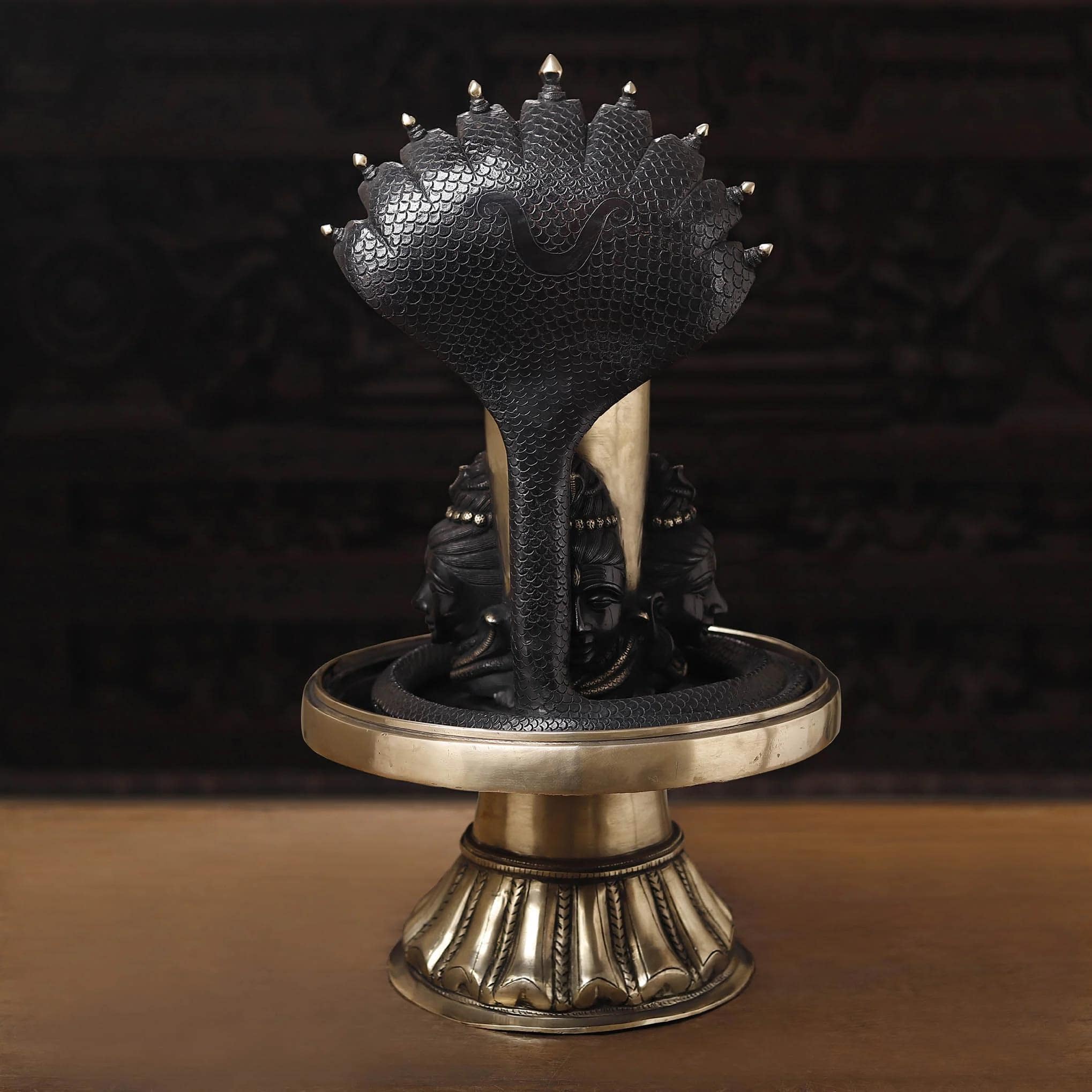 Shiv Lingam Black and Gold Patina Superfine Brass Murti - 26 inches - Image 2