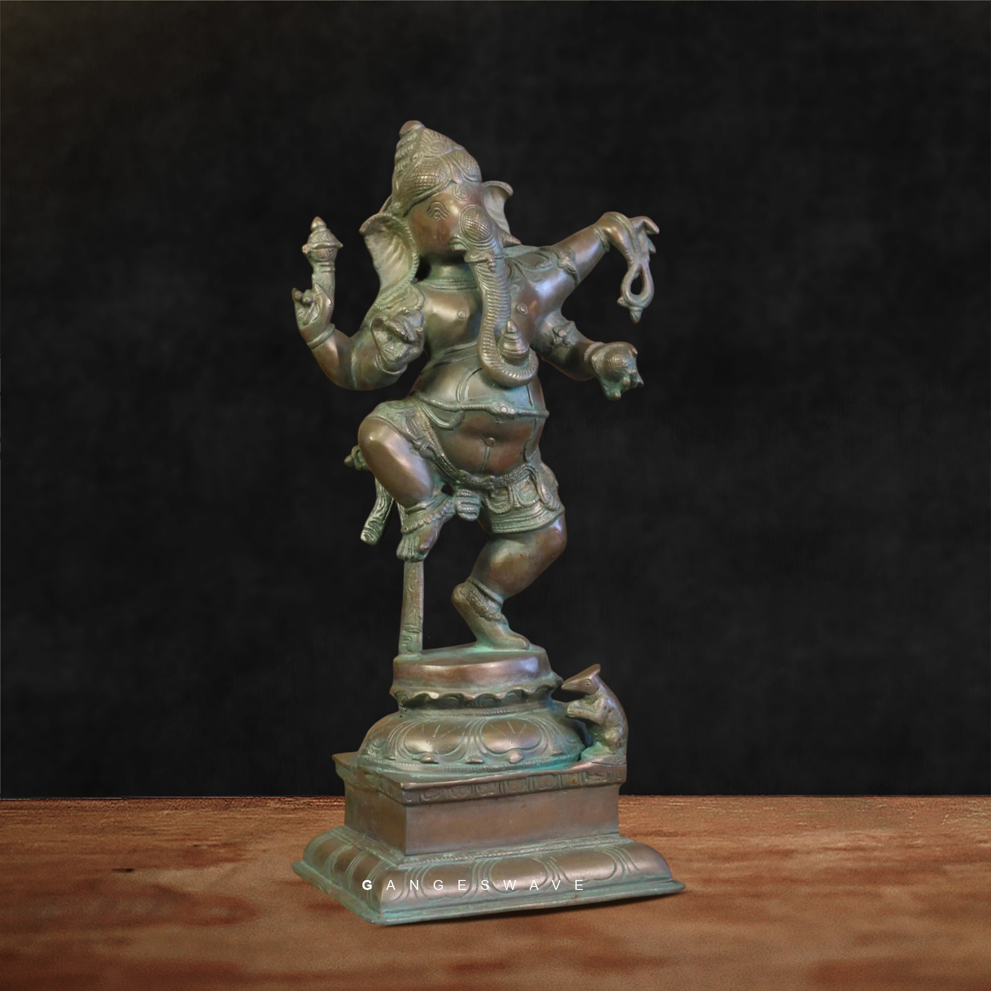 Nritya Ganesh brass statue in bronze finish -16 inches - Image 2
