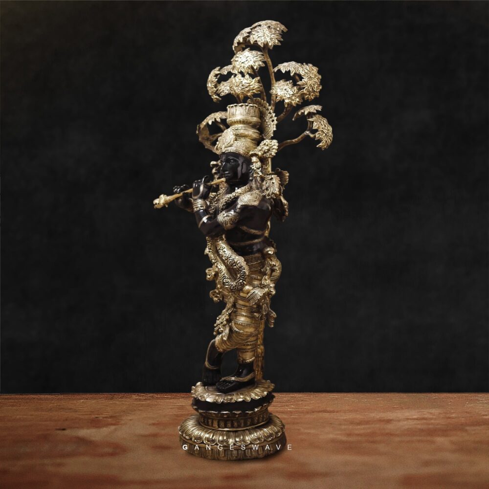 Black-Gold-Krishna-Brass-Statue