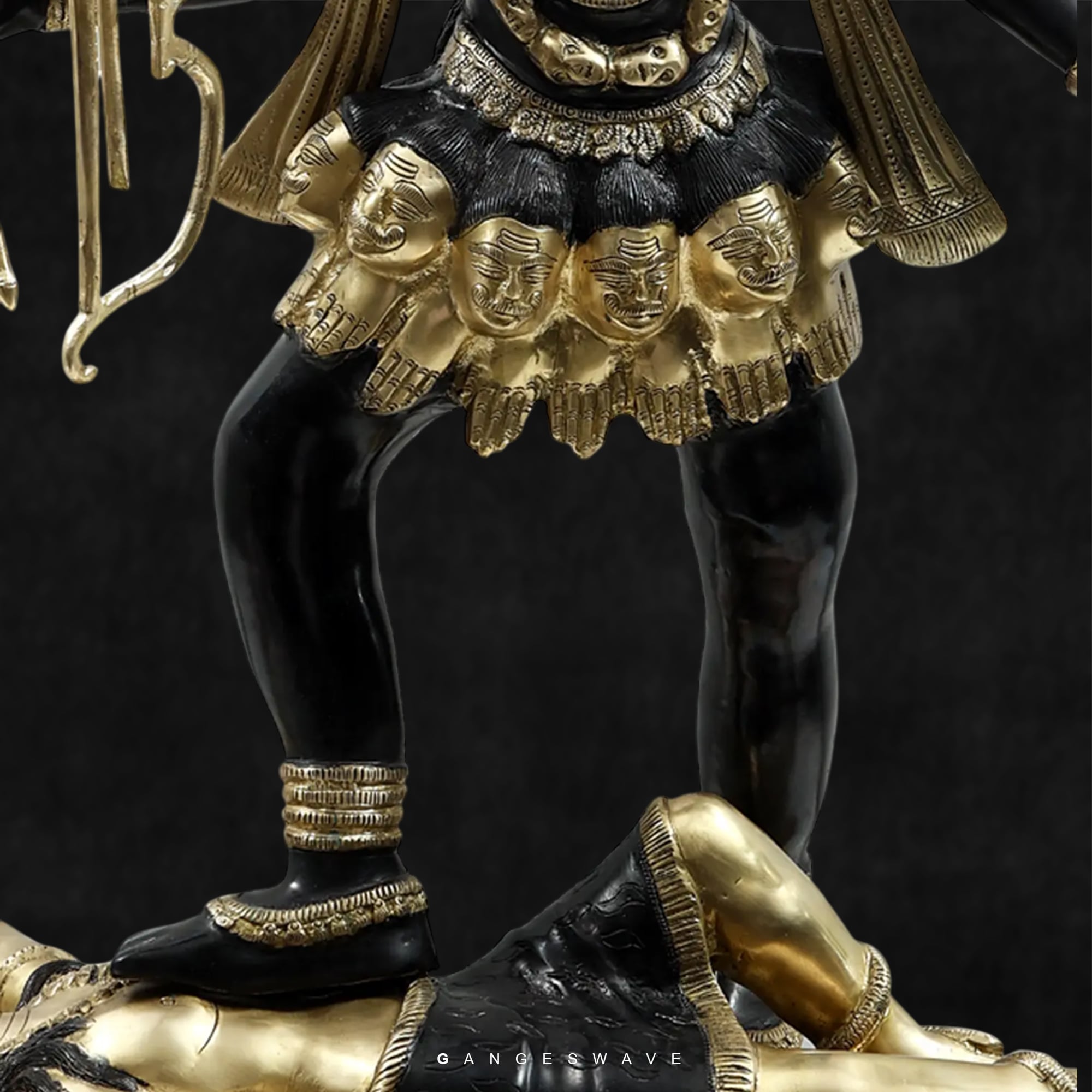 43 inches Exquisite Black & Gold Brass Kali Murti - Image 7