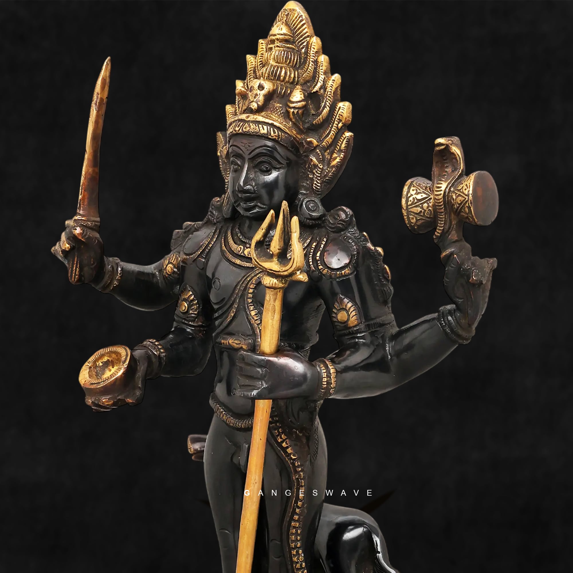 Kaal Vairabh Statue in Black and Gold- 17 inches - Image 11
