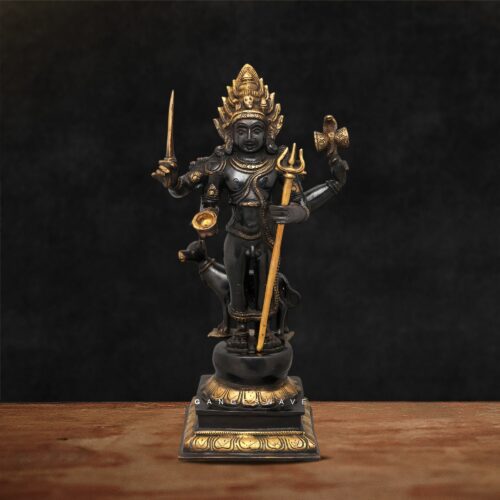 Kaal Vairabh Statue in Black and Gold- 17 inches