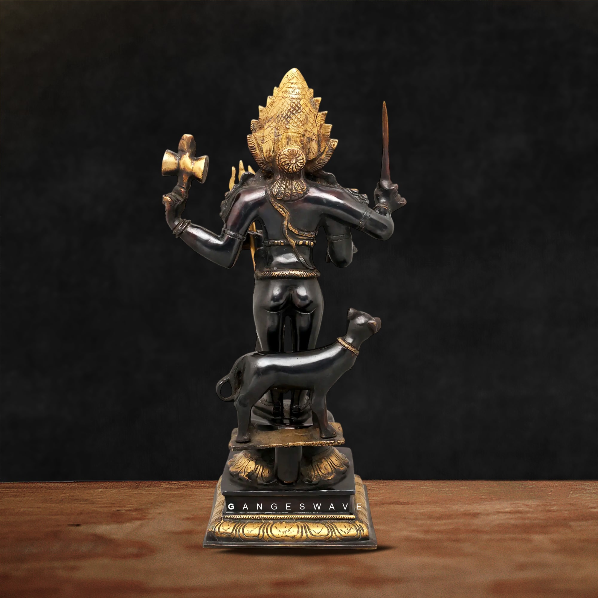 Kaal Vairabh Statue in Black and Gold- 17 inches - Image 8
