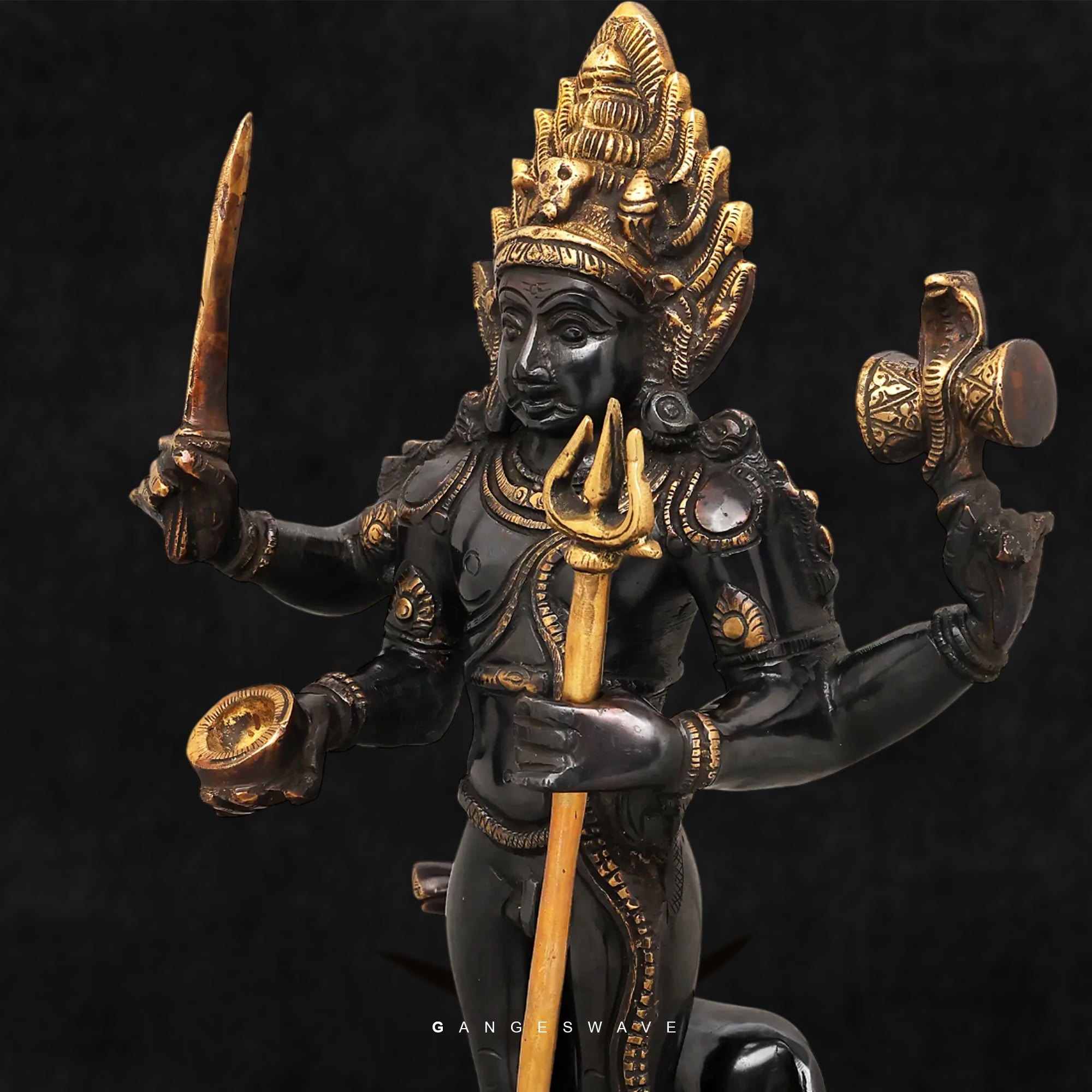 Kaal Vairabh Statue in Black and Gold- 17 inches - Image 9