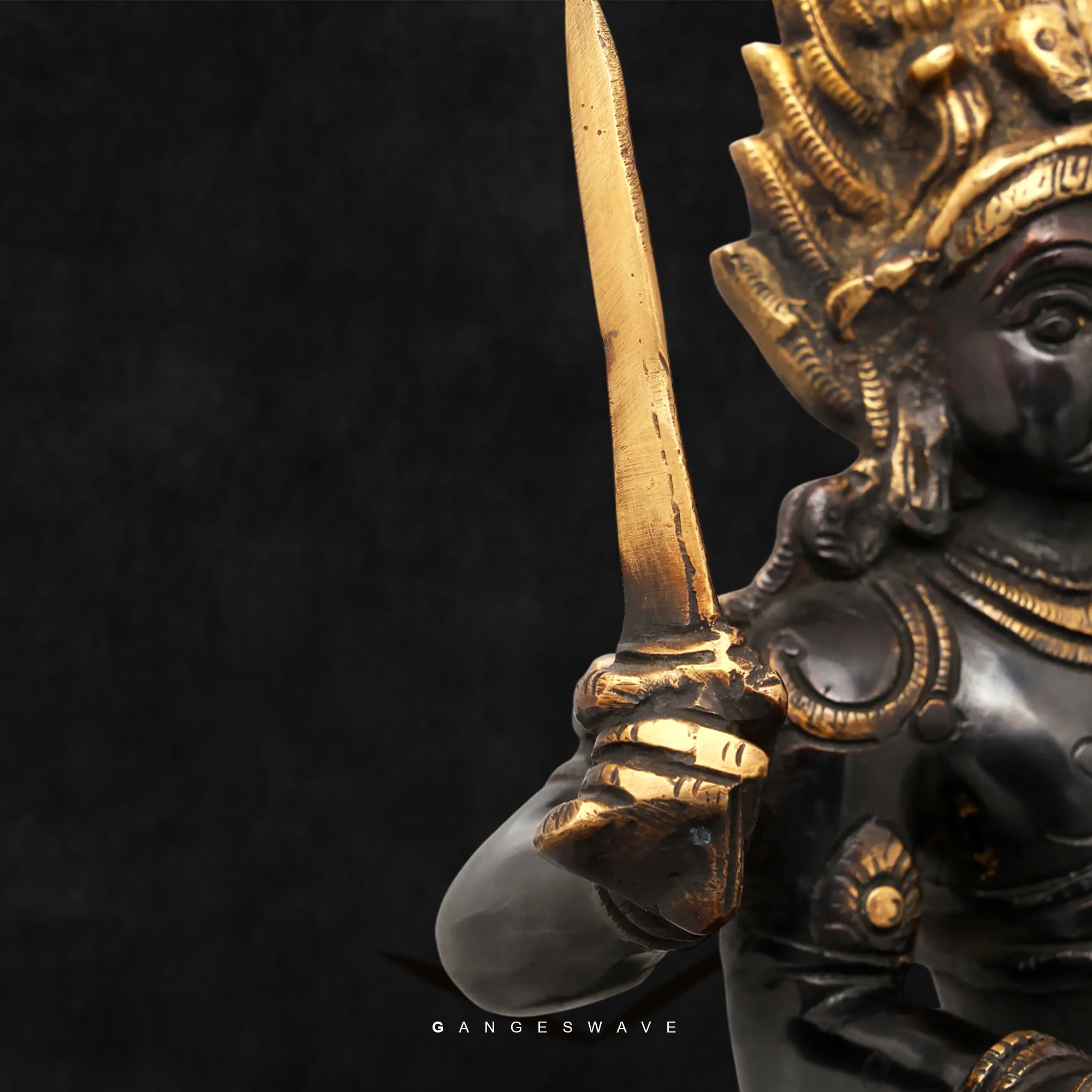 Kaal Vairabh Statue in Black and Gold- 17 inches - Image 7