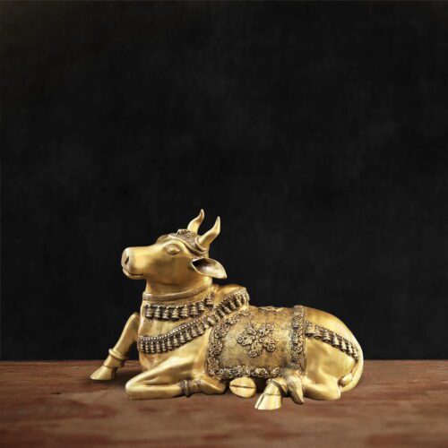 Big Golden Brass Nandi Statue - 21.5" inches