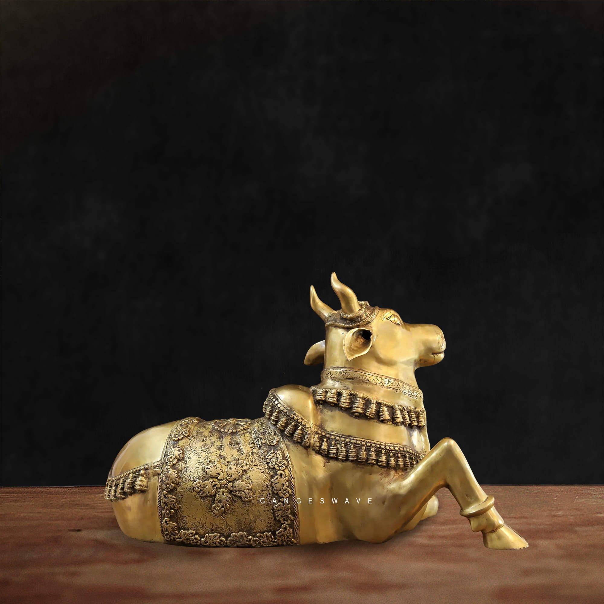 Big Golden Brass Nandi Statue - 21.5" inches - Image 6