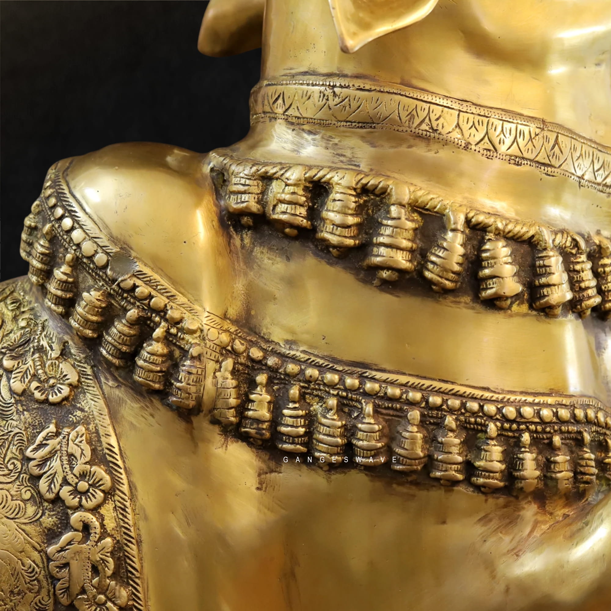 Big Golden Brass Nandi Statue - 21.5" inches - Image 5