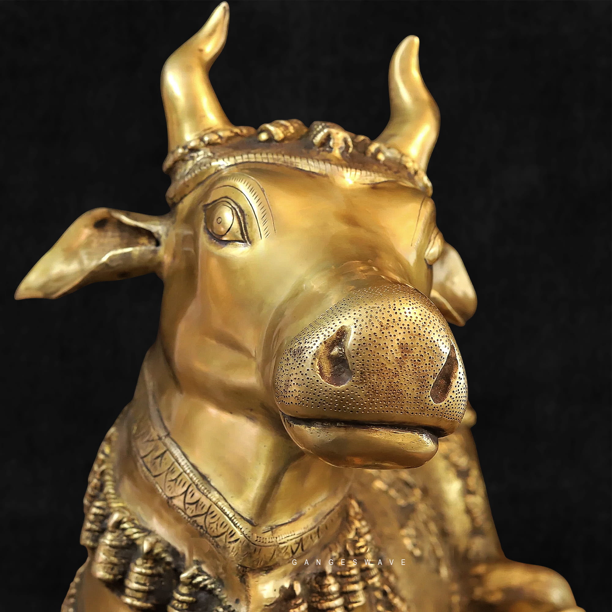 Big Golden Brass Nandi Statue - 21.5" inches - Image 4