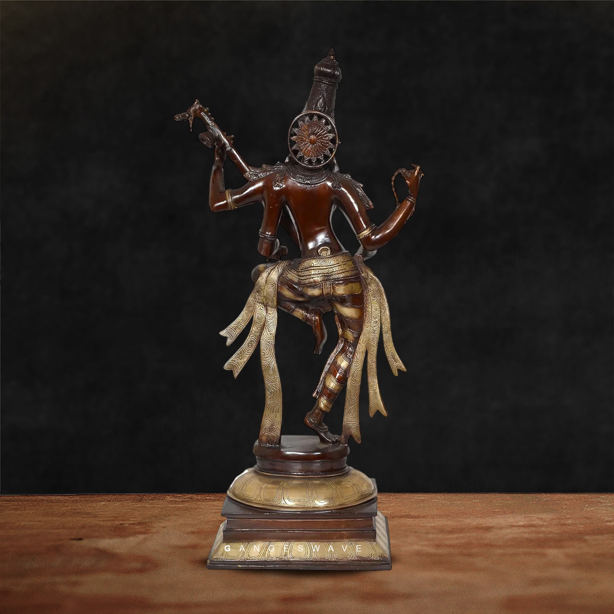 Masaraswati Dancing Brass Statue with Veena - 32 inches - Image 7