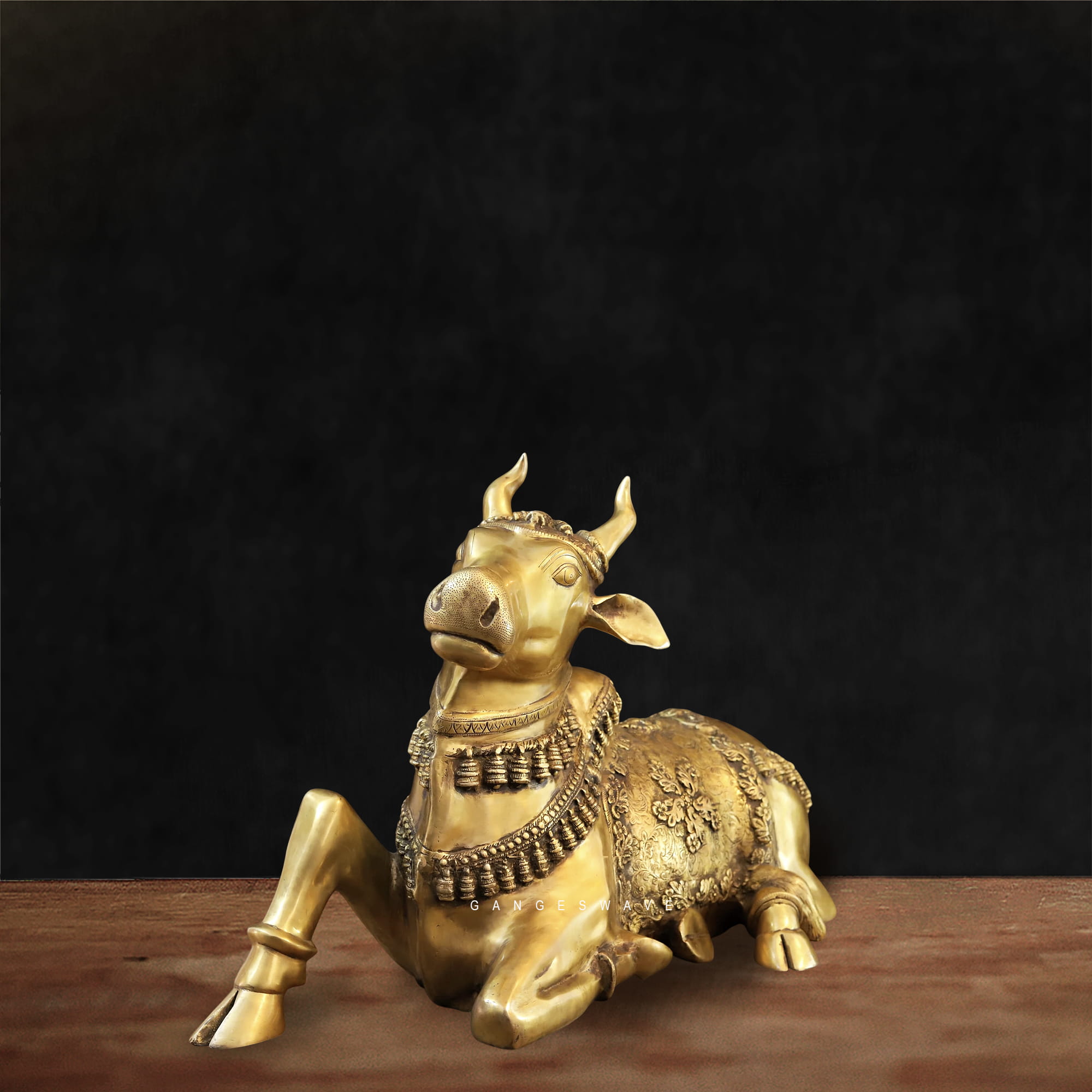 Big Golden Brass Nandi Statue - 21.5" inches - Image 3