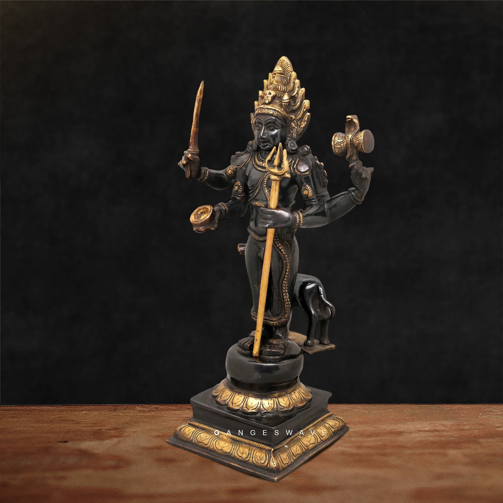 Kaal Vairabh Statue in Black and Gold- 17 inches - Image 6