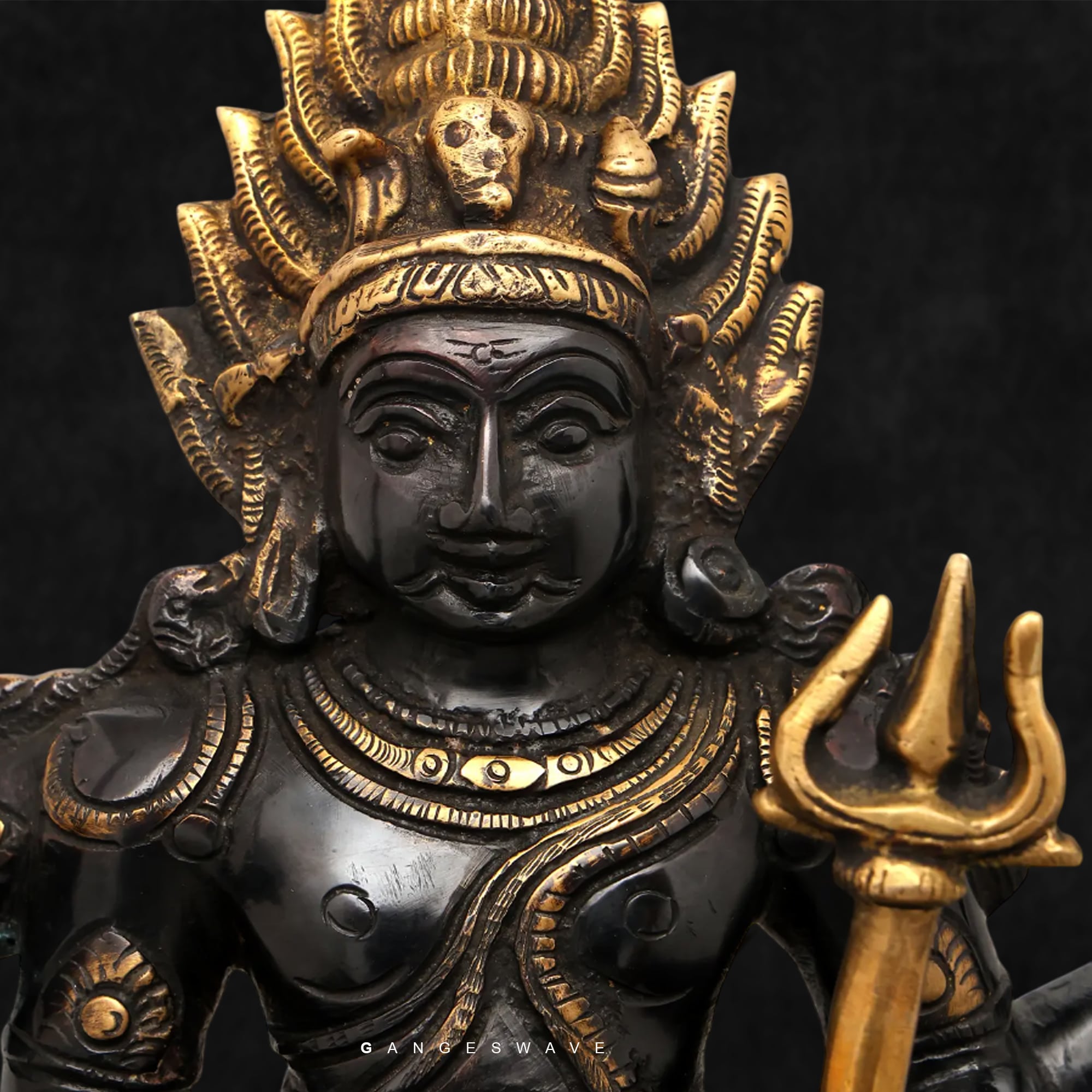 Kaal Vairabh Statue in Black and Gold- 17 inches - Image 5