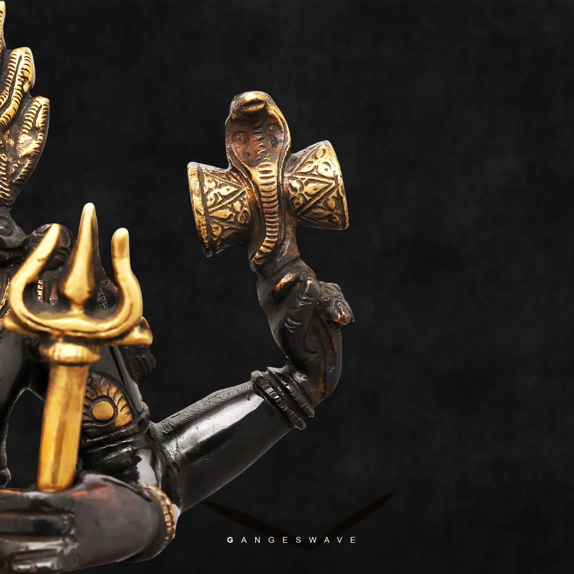 Kaal Vairabh Statue in Black and Gold- 17 inches - Image 4