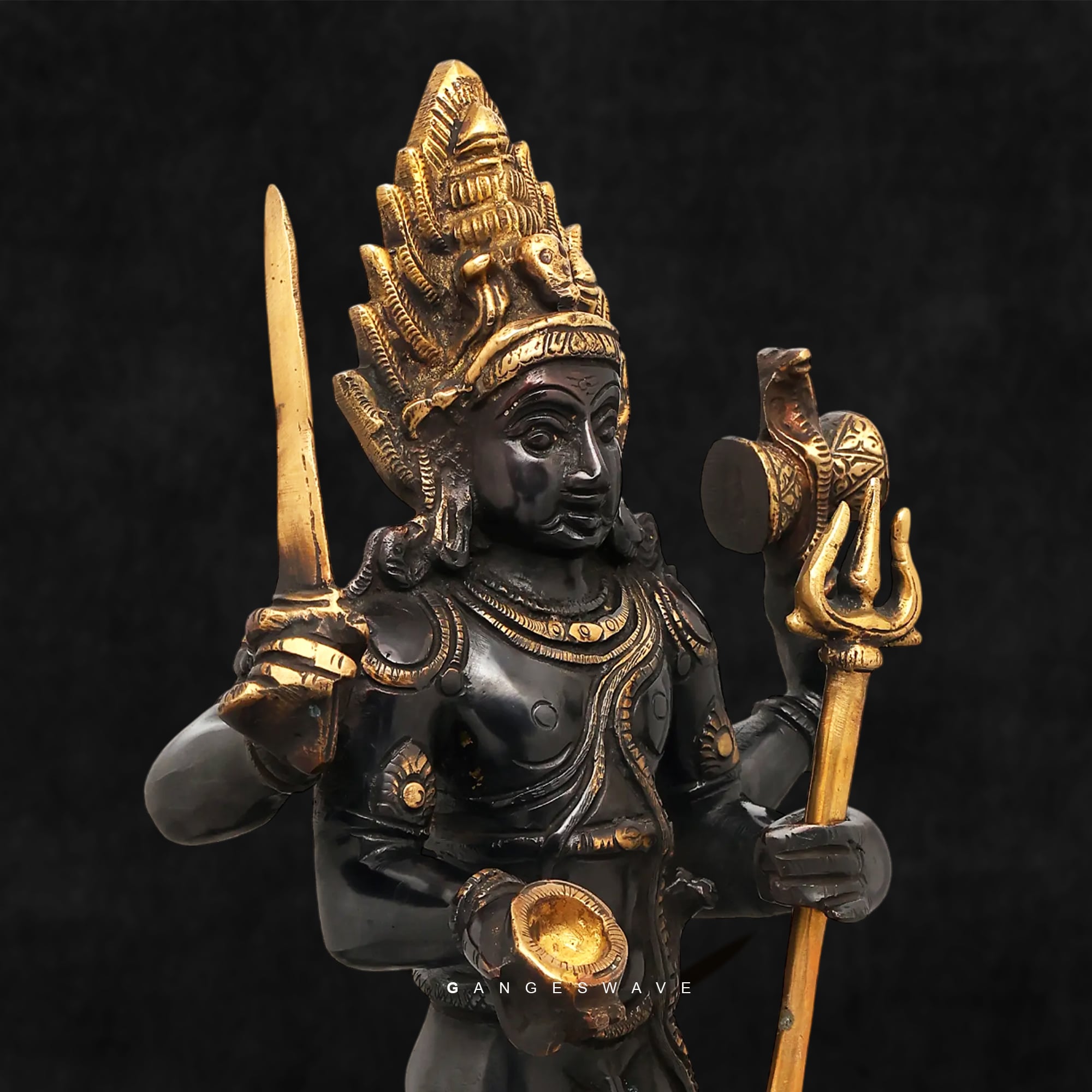 Kaal Vairabh Statue in Black and Gold- 17 inches - Image 2