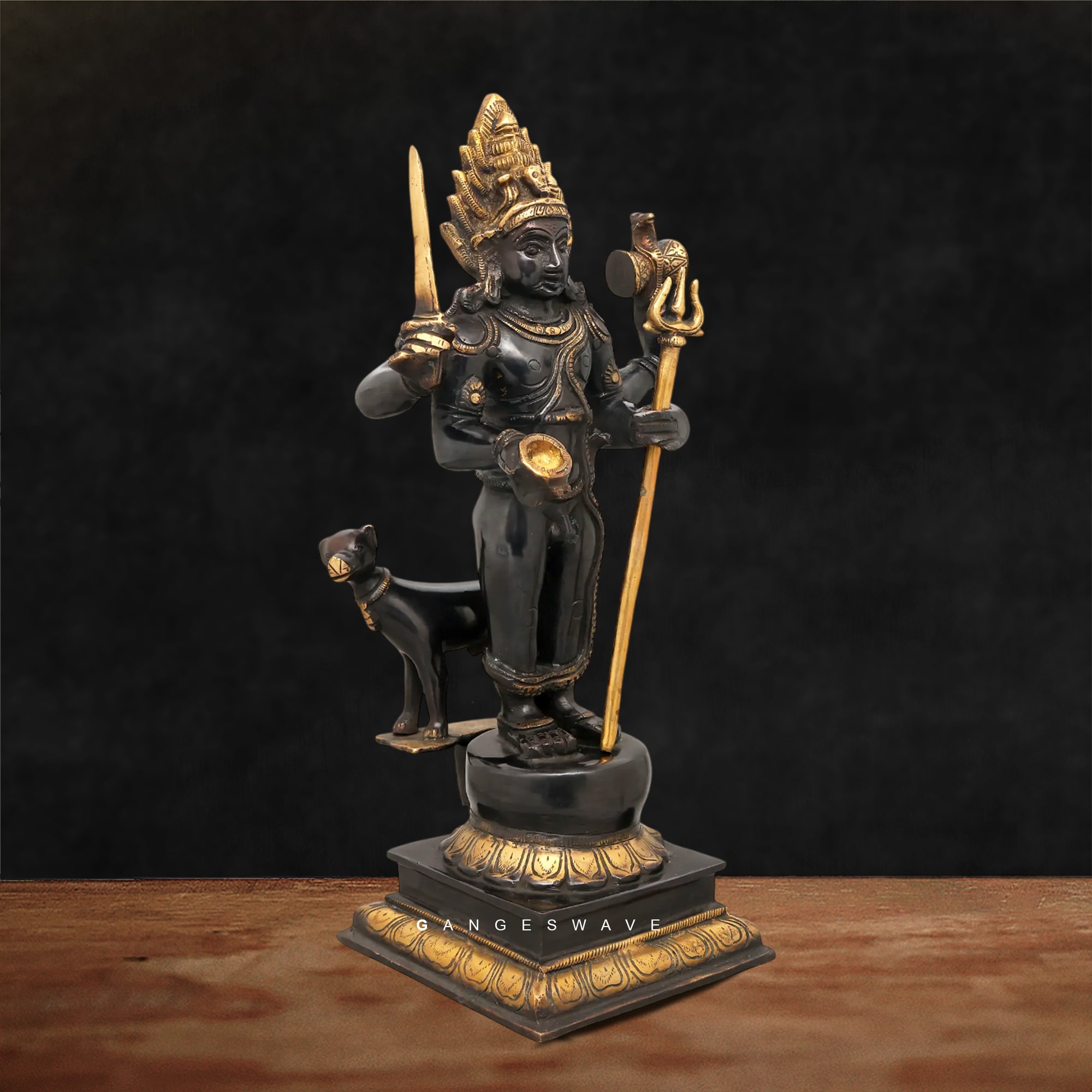 Kaal Vairabh Statue in Black and Gold- 17 inches - Image 3