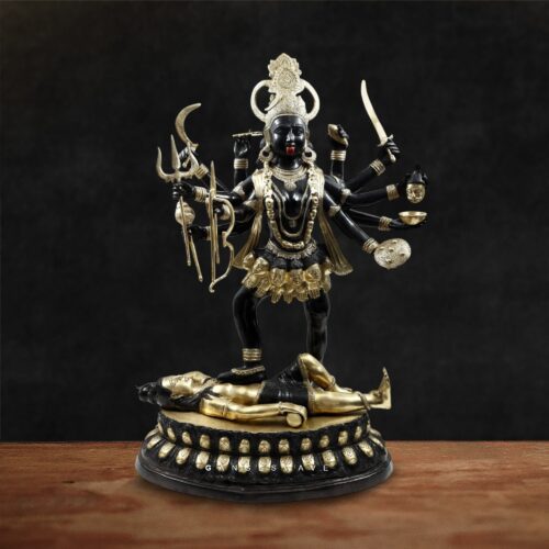 43 inches Exquisite Black & Gold Brass Kali Murti